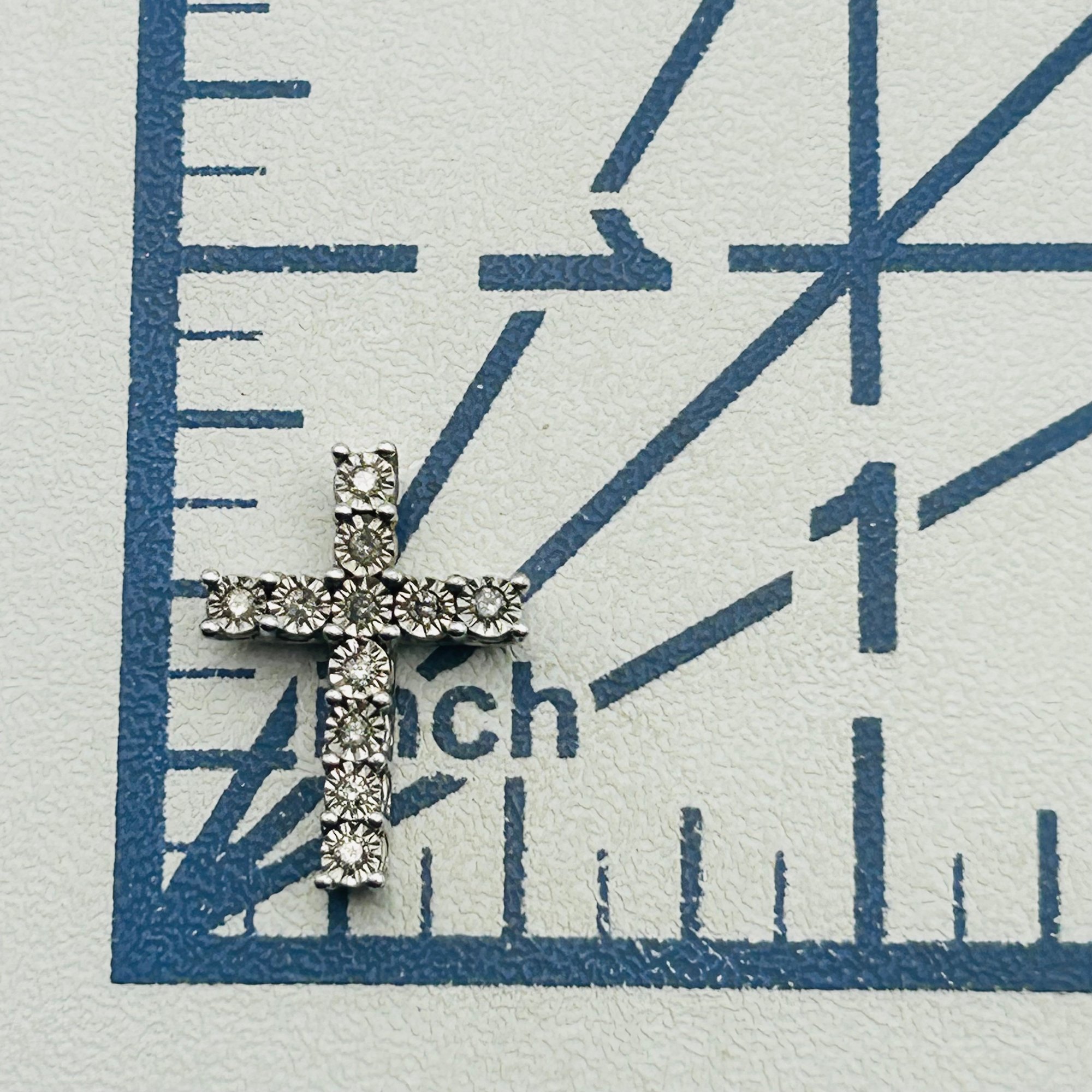 Signed Sterling Diamond Cross Pendant