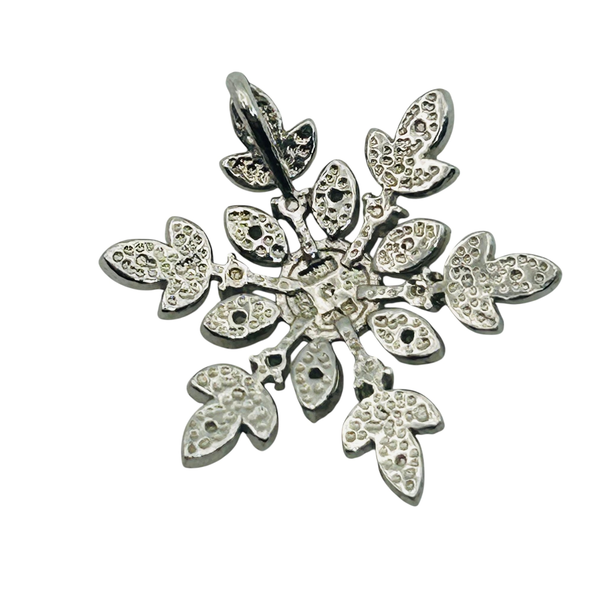 Signed Sterling Diamond Snow Flake Pendant 2.2g