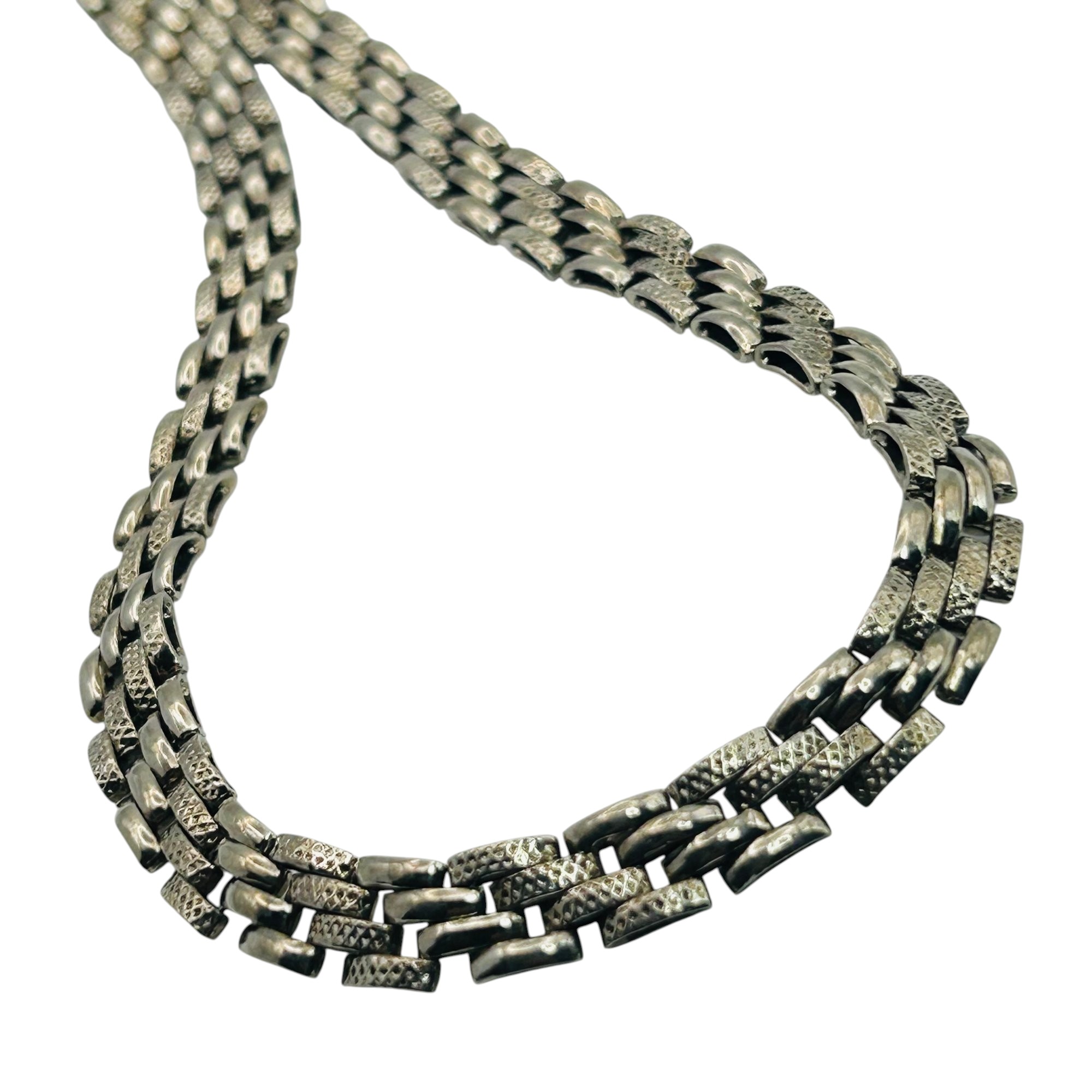 Italy Sterling Panther Link Necklace
