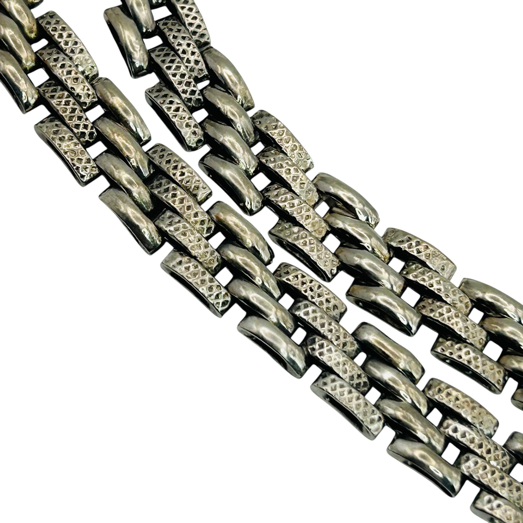 Italy Sterling Panther Link Necklace