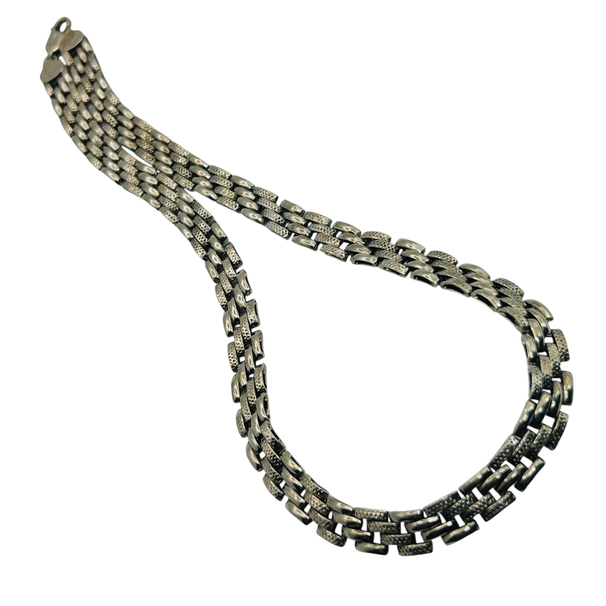 Italy Sterling Panther Link Necklace