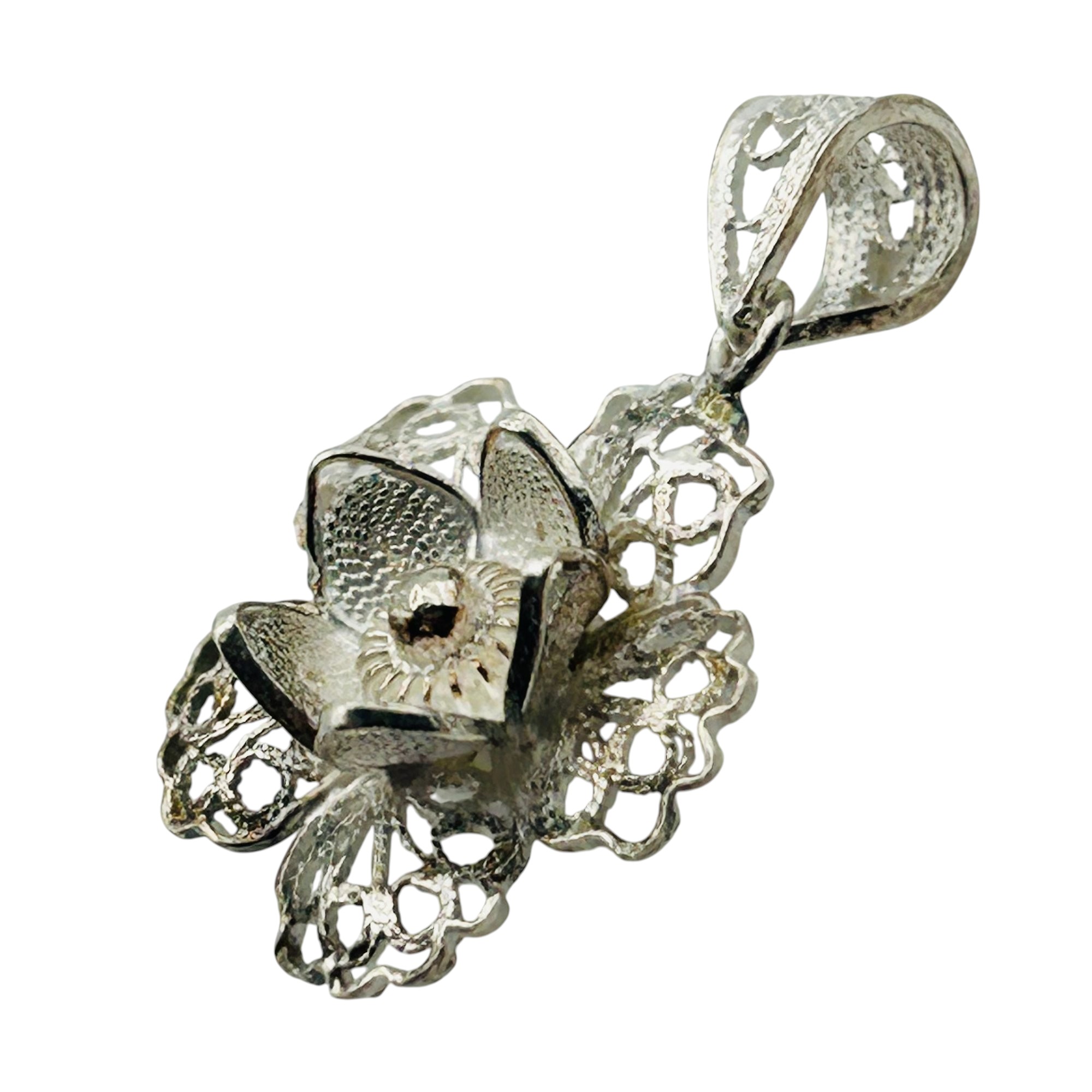 Sterling Filigree Flower Pendant
