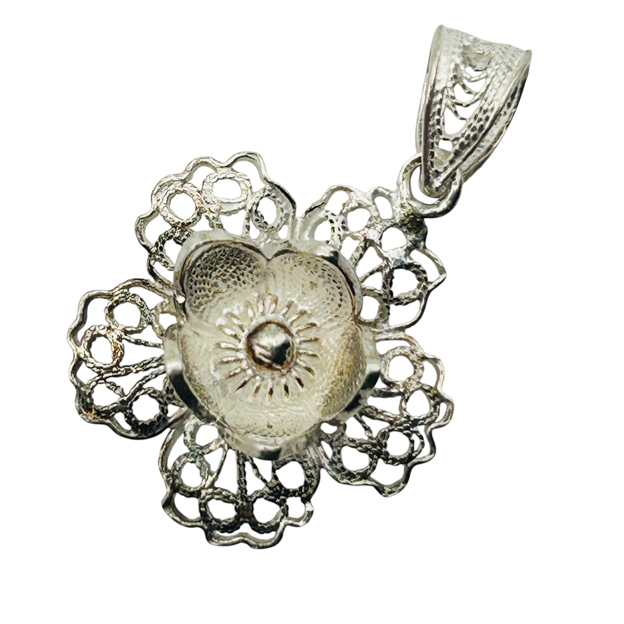 Sterling Filigree Flower Pendant