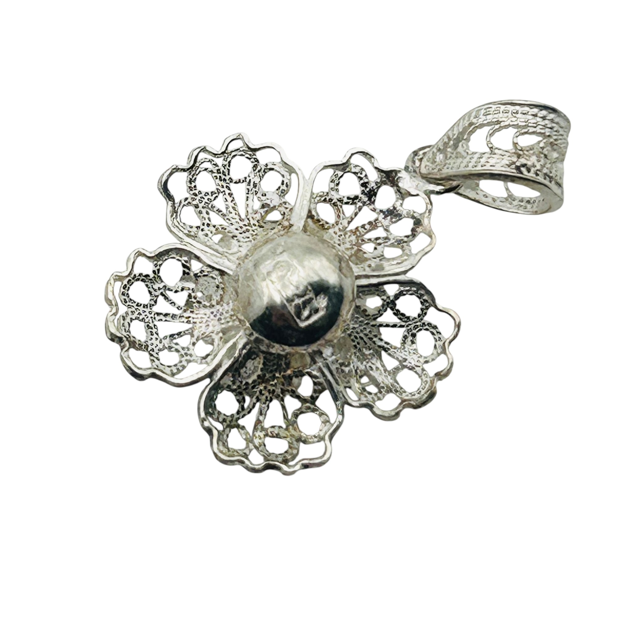 Sterling Filigree Flower Pendant