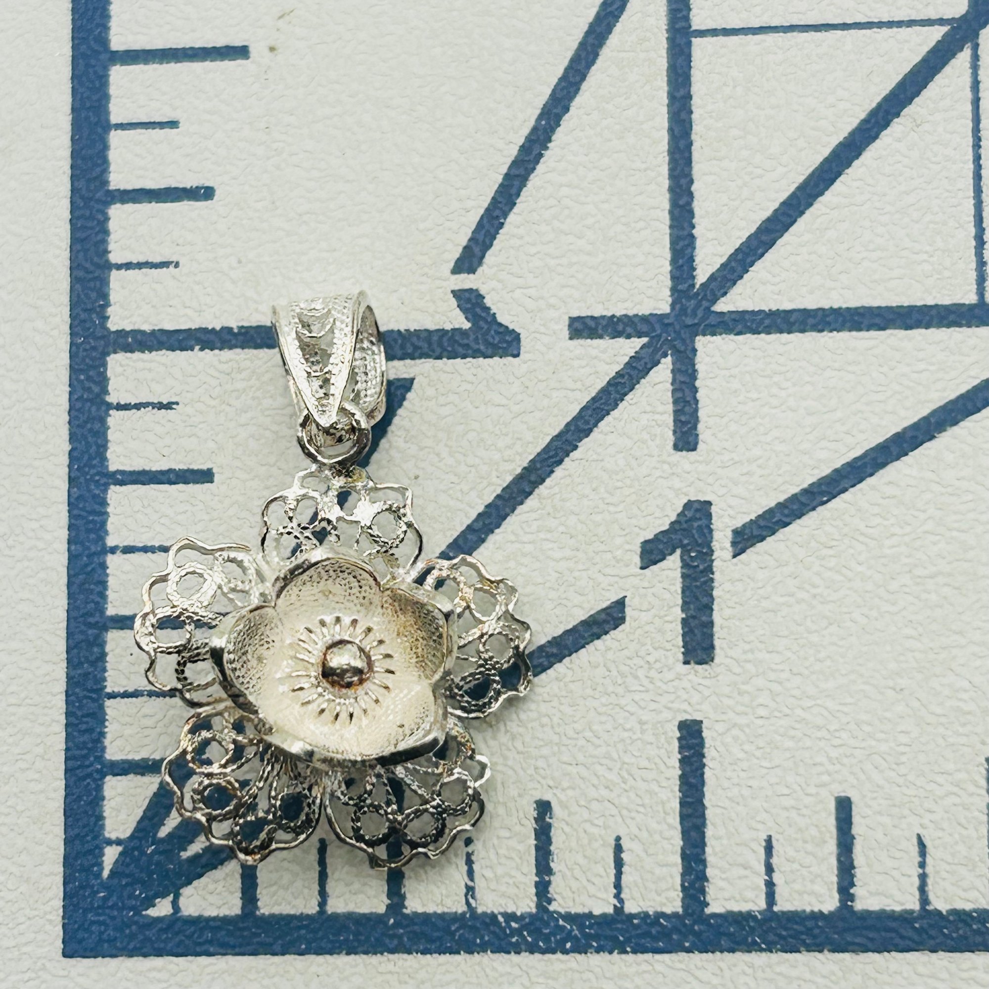 Sterling Filigree Flower Pendant