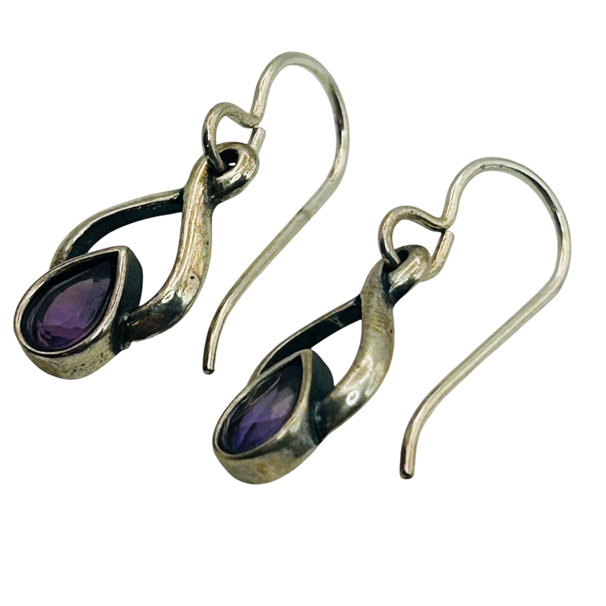 Signed Sterling Amethyst Infinity Earrings
