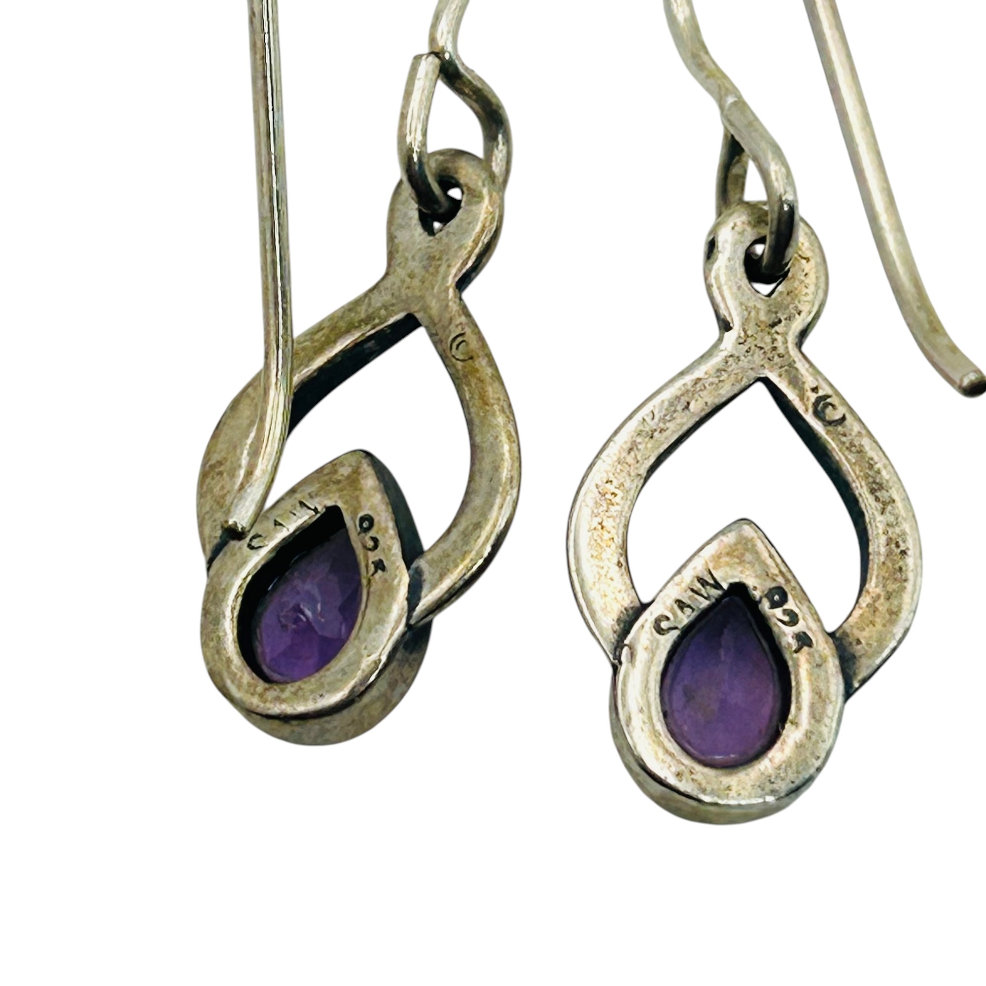 Signed Sterling Amethyst Infinity Earrings