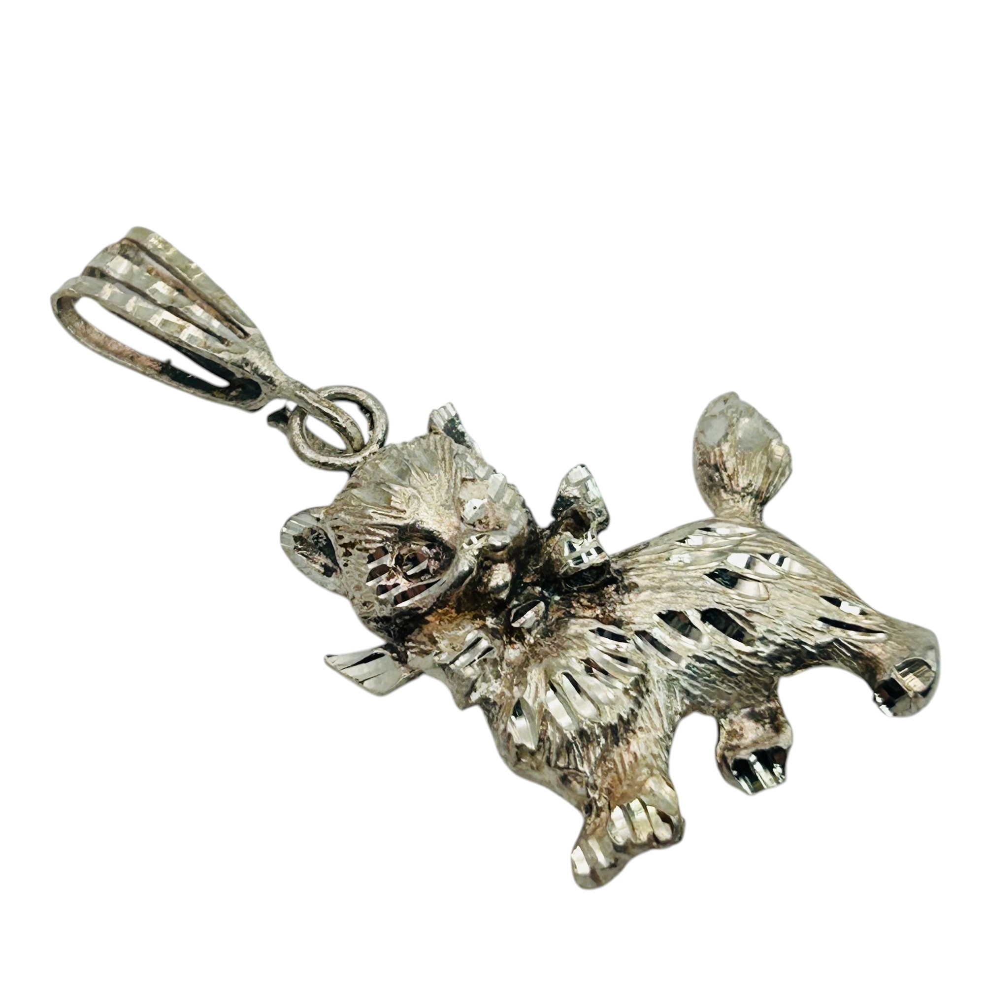 Sterling Cat Textured Pendant