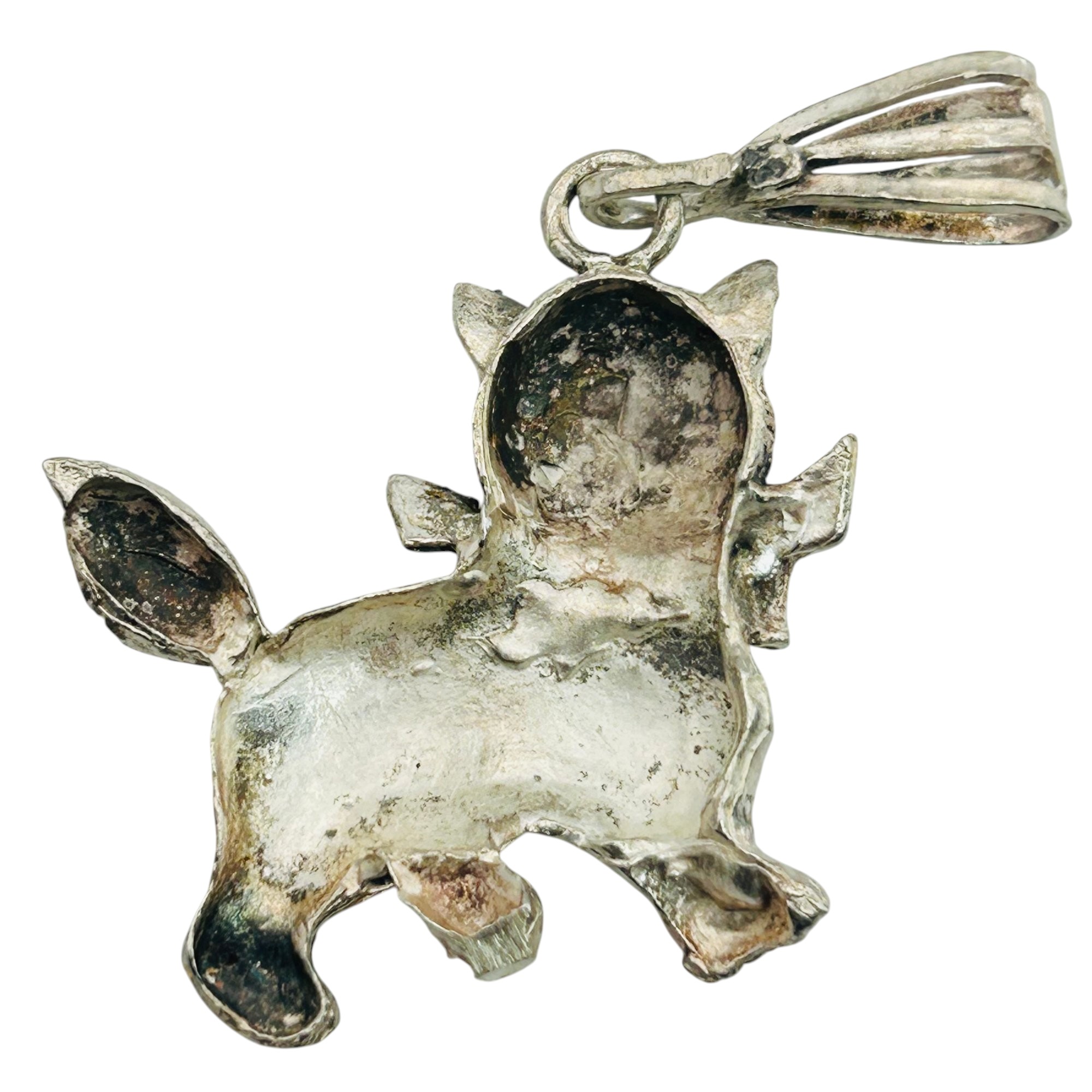 Sterling Cat Textured Pendant