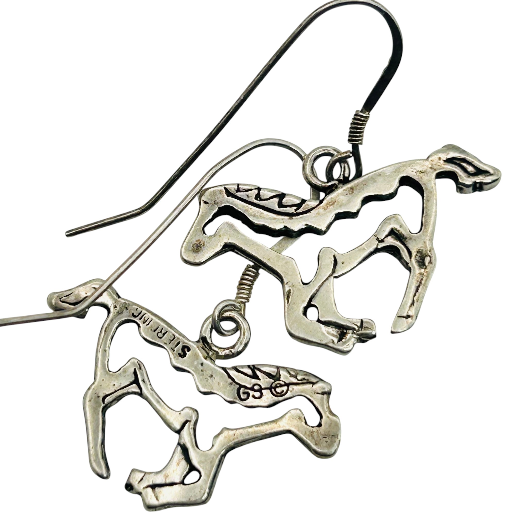 Signed Sterling Horse Earrings