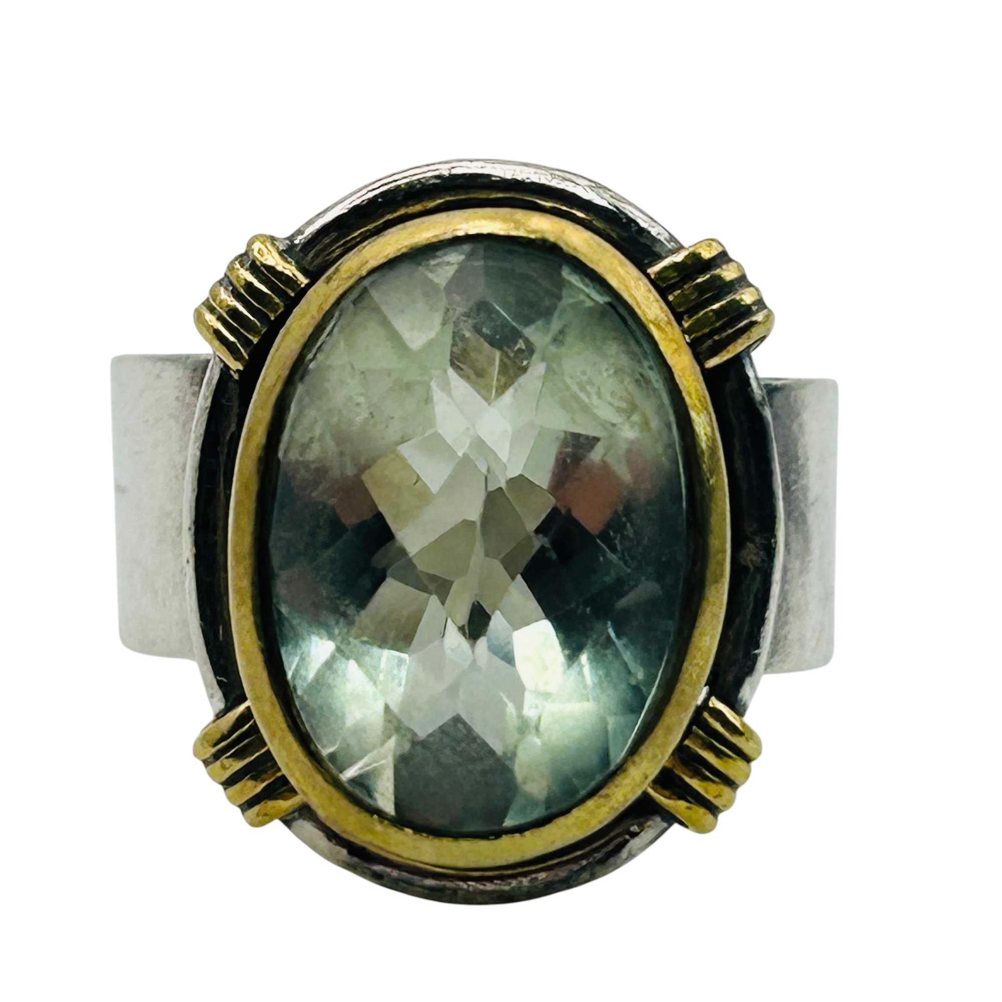 Signed Sterling Aquamarine Ring Sz 7.5