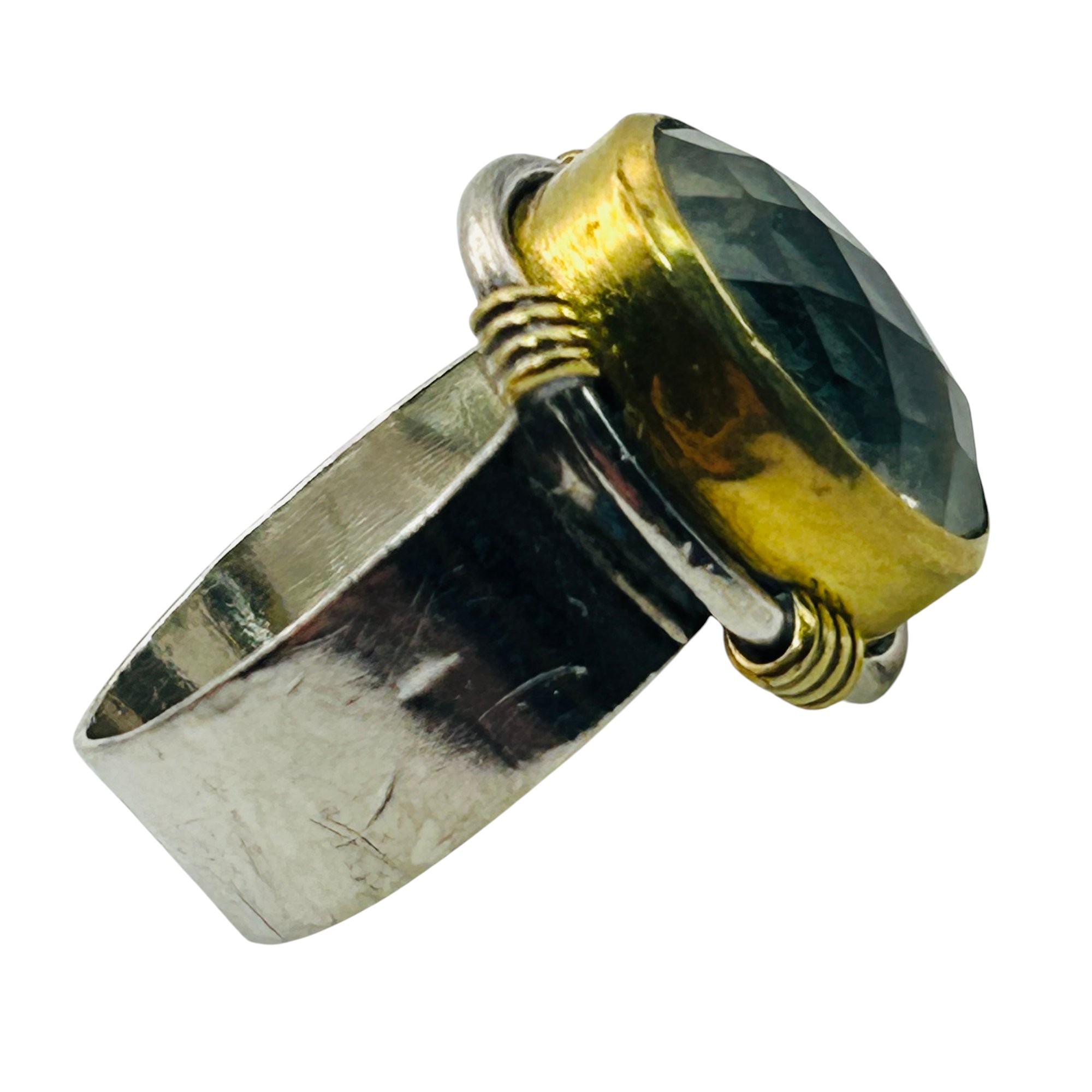 Signed Sterling Aquamarine Ring Sz 7.5