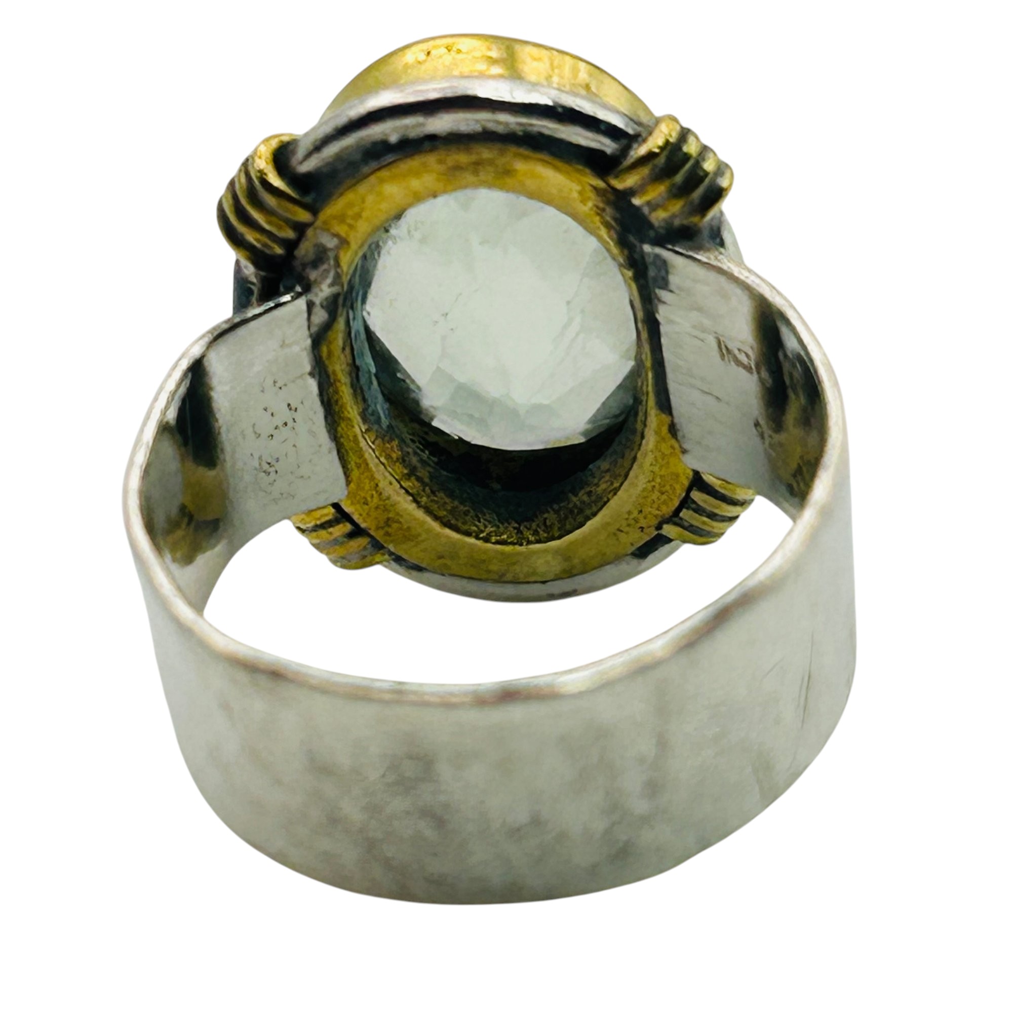Signed Sterling Aquamarine Ring Sz 7.5