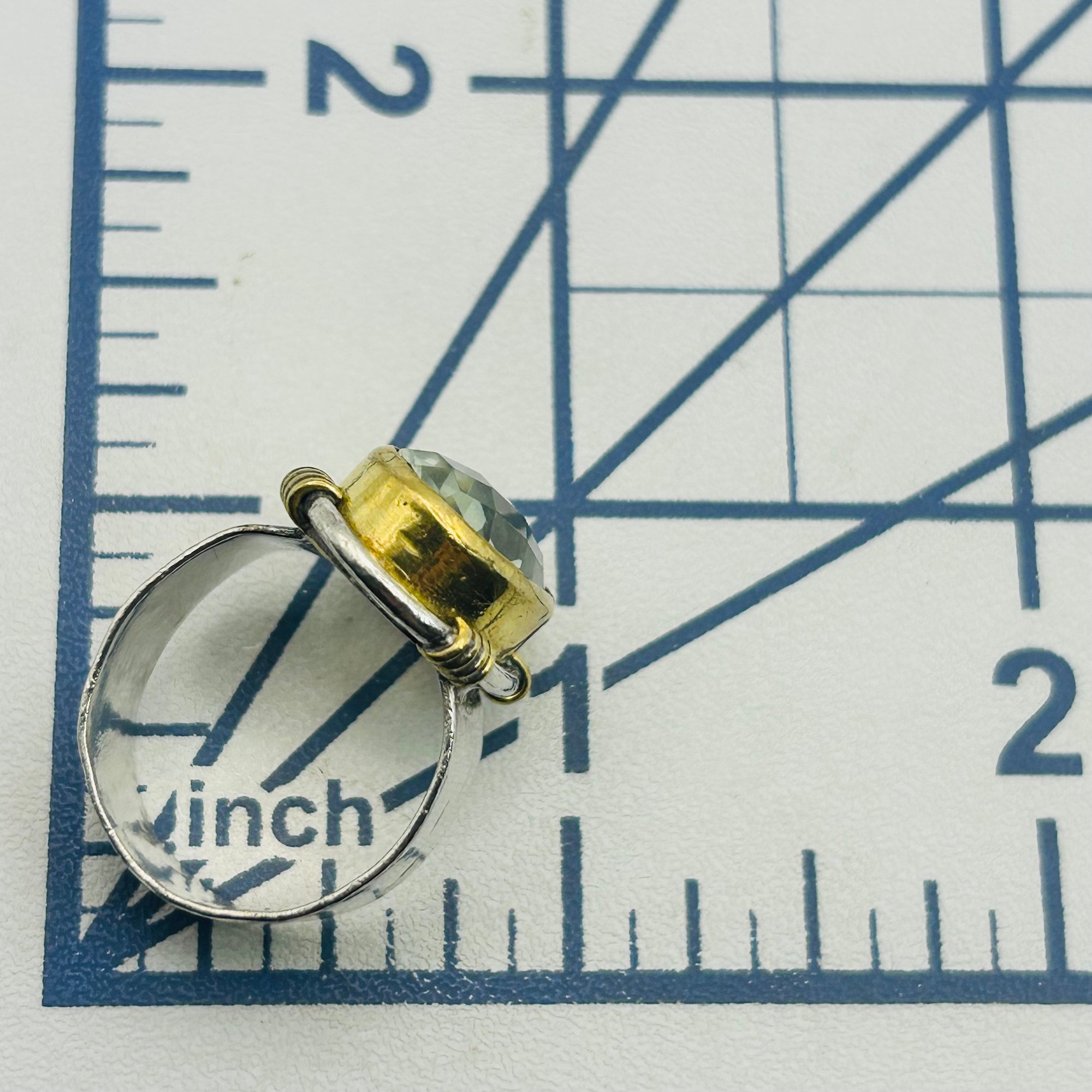 Signed Sterling Aquamarine Ring Sz 7.5