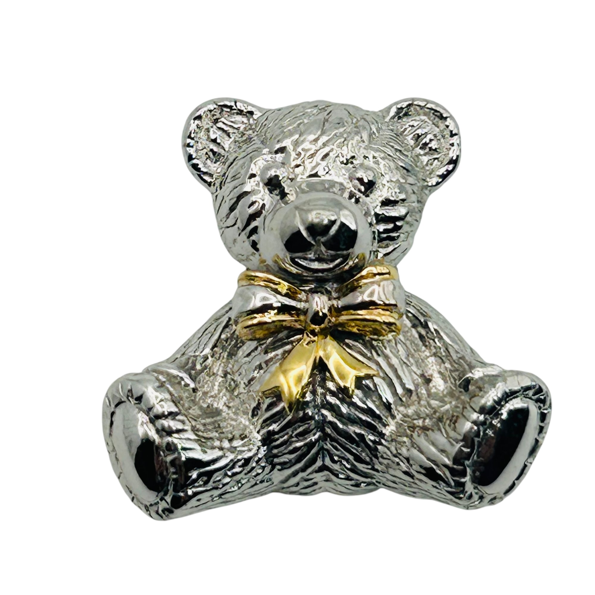 Signed Sterling 18k Teddy Bear Pendant