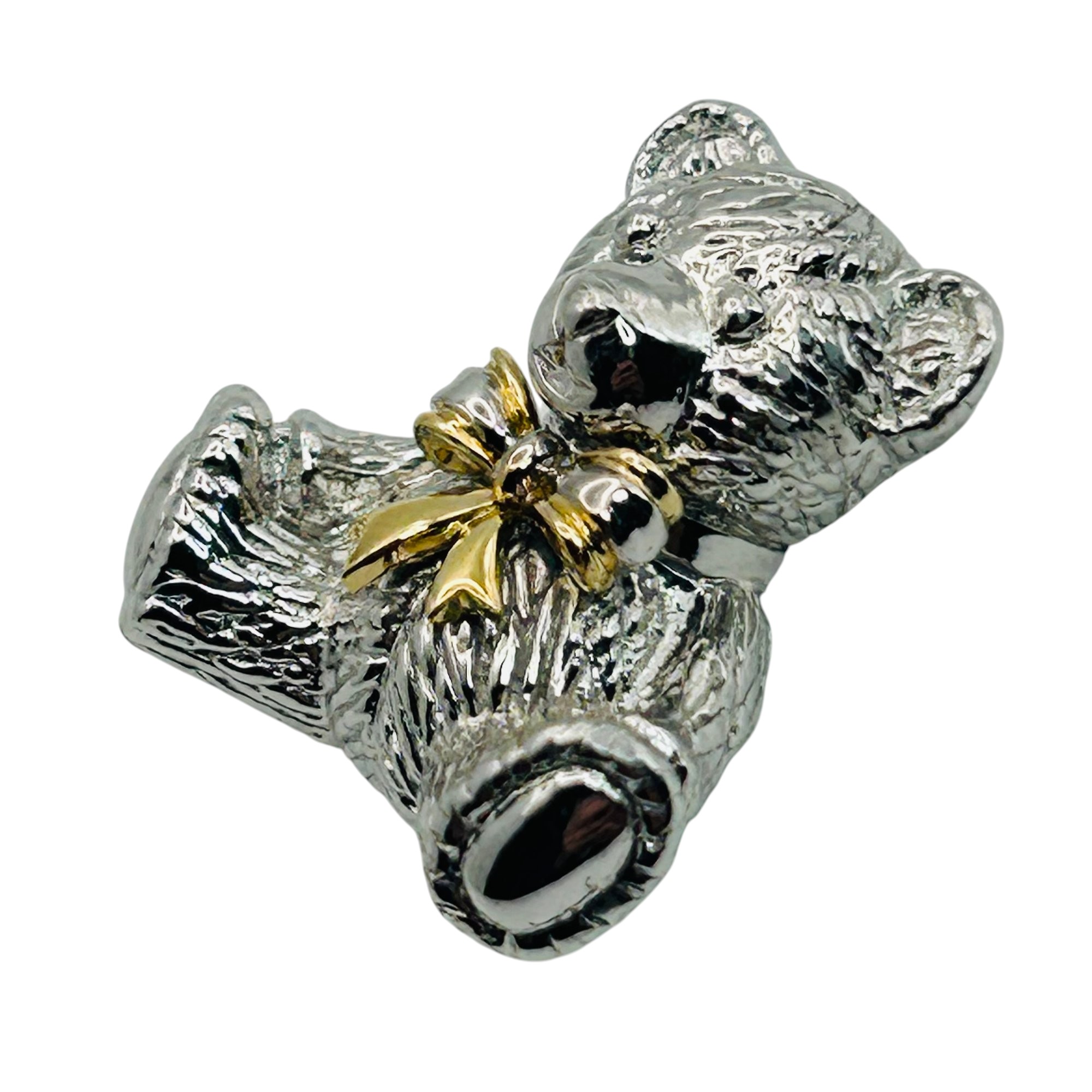 Signed Sterling 18k Teddy Bear Pendant