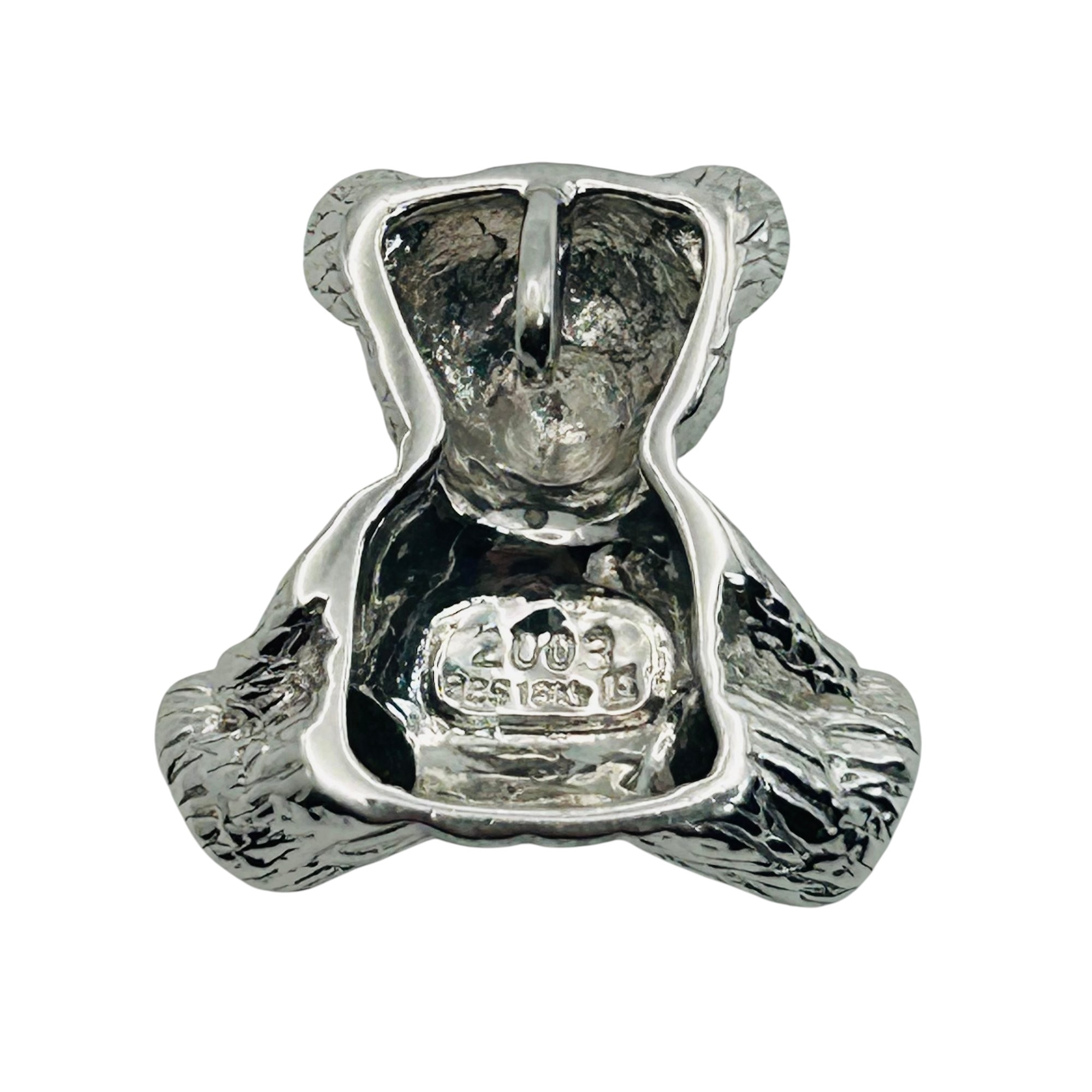 Signed Sterling 18k Teddy Bear Pendant