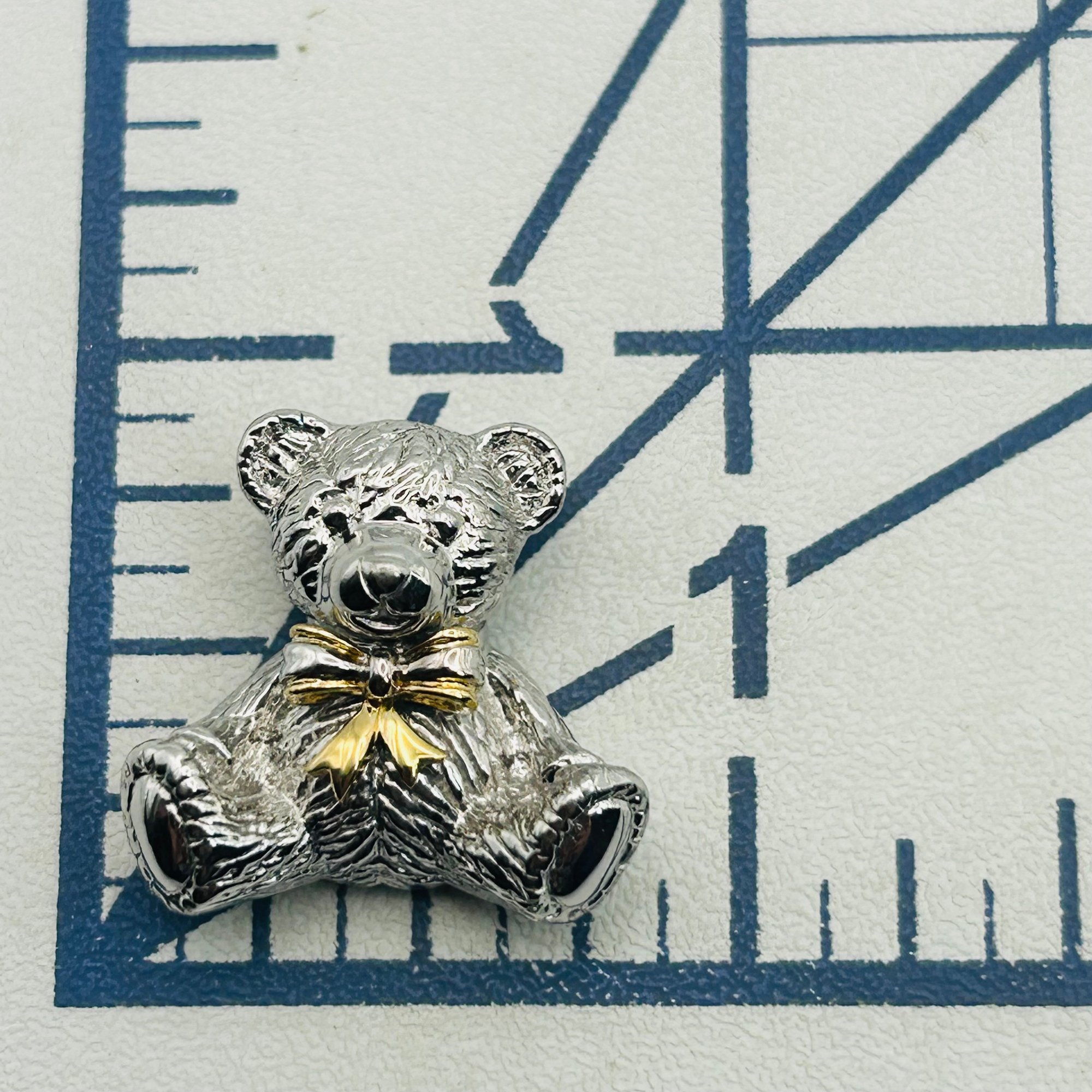 Signed Sterling 18k Teddy Bear Pendant