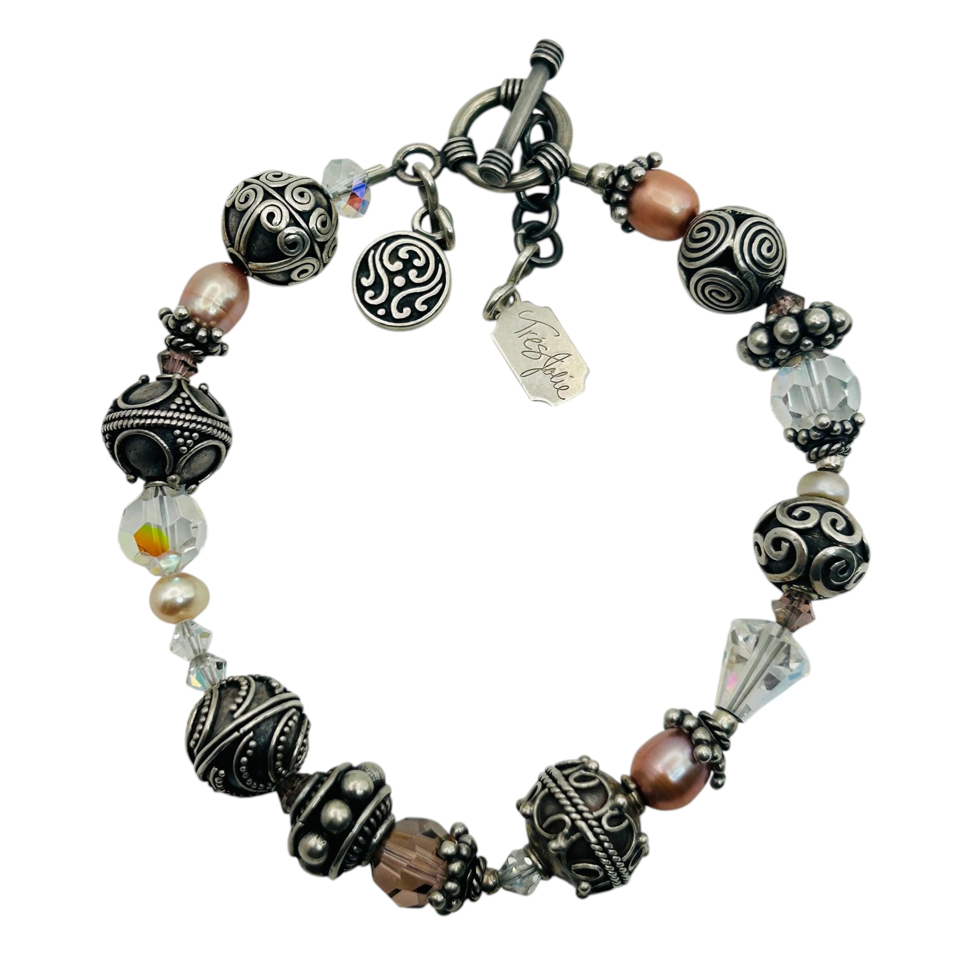 Tres Jolie Sterling Pearl Beaded Detail Bracelet