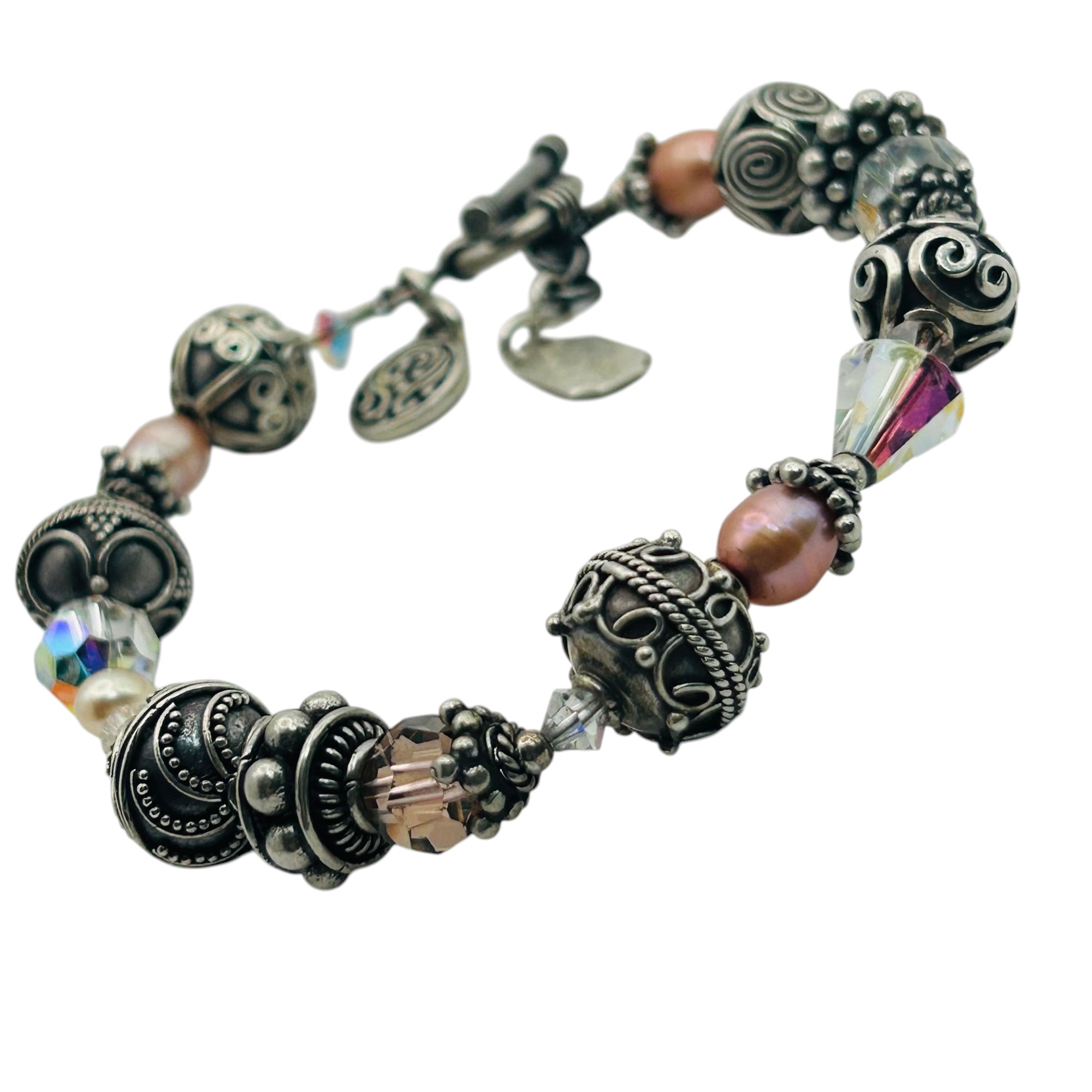 Tres Jolie Sterling Pearl Beaded Detail Bracelet