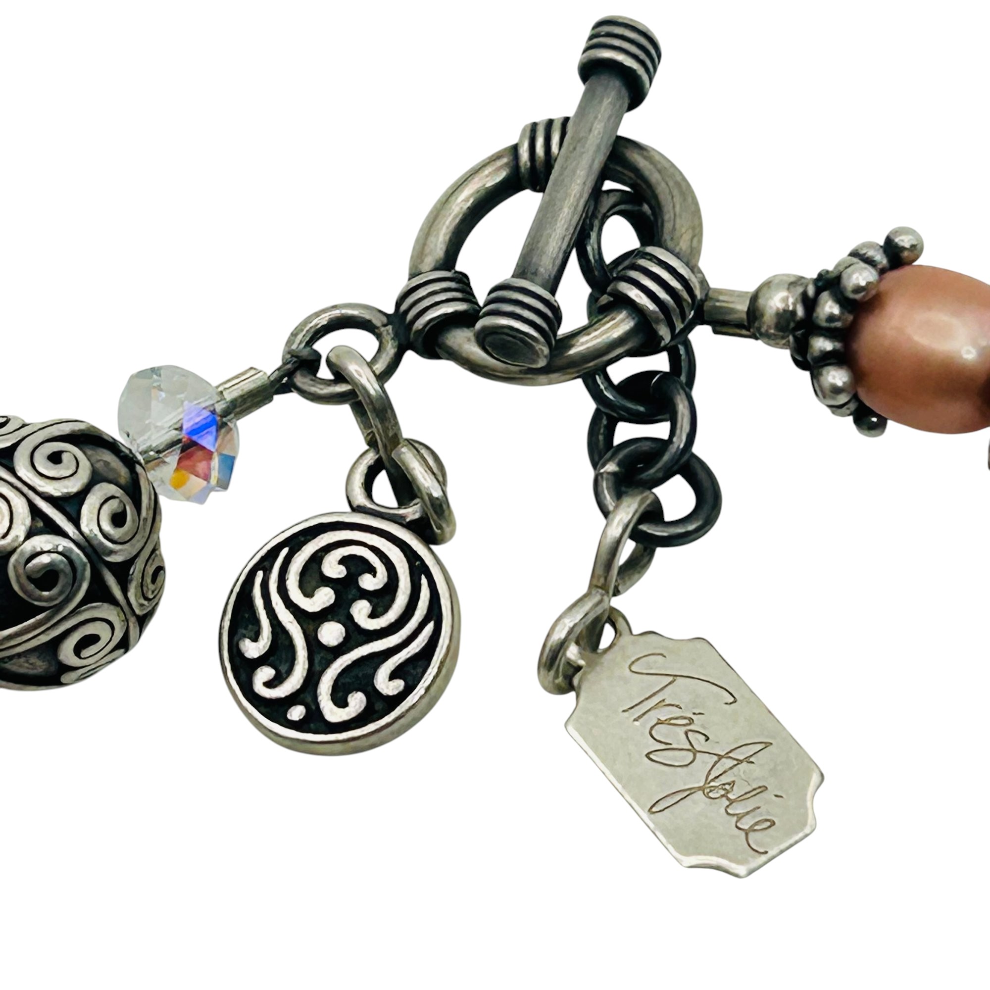 Tres Jolie Sterling Pearl Beaded Detail Bracelet