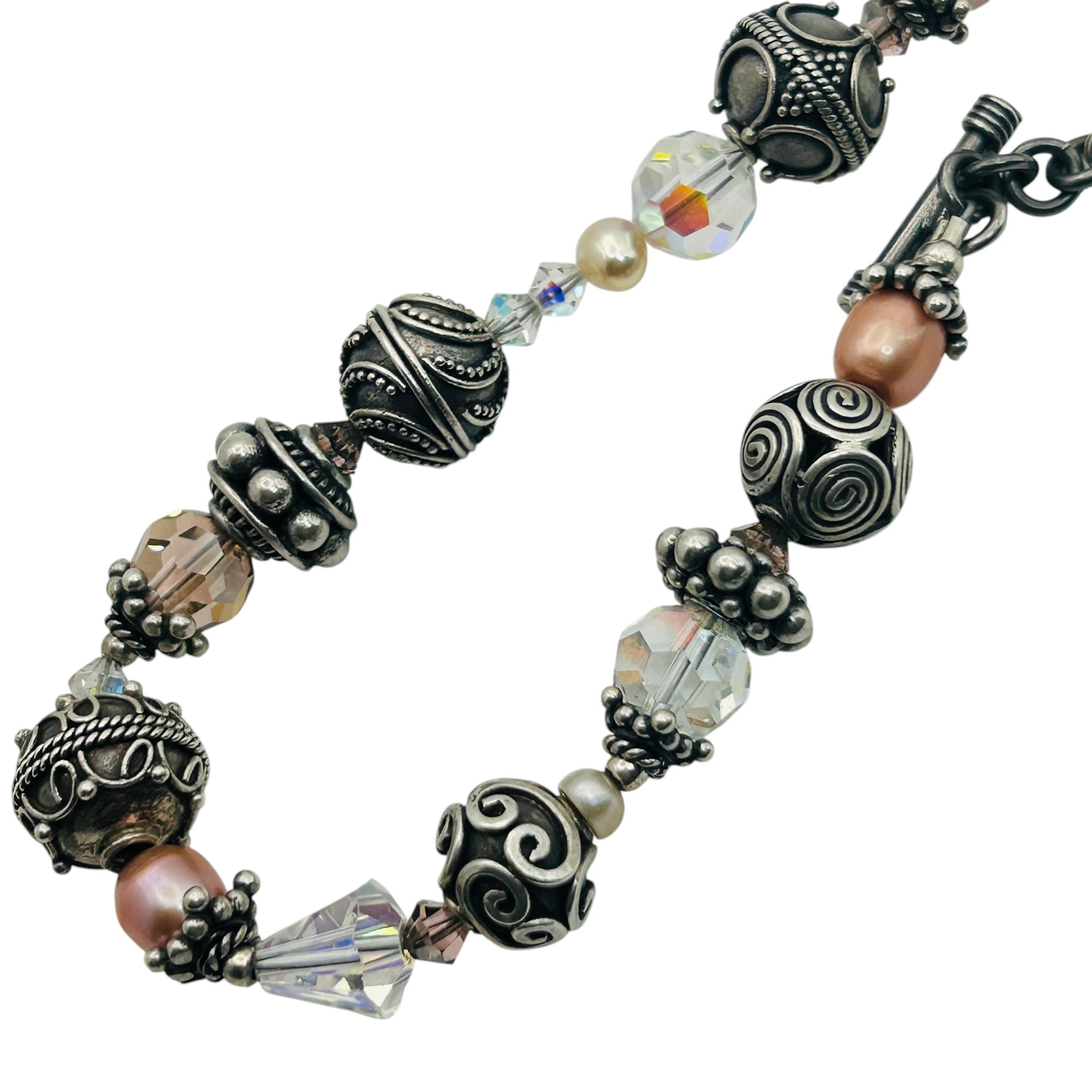 Tres Jolie Sterling Pearl Beaded Detail Bracelet