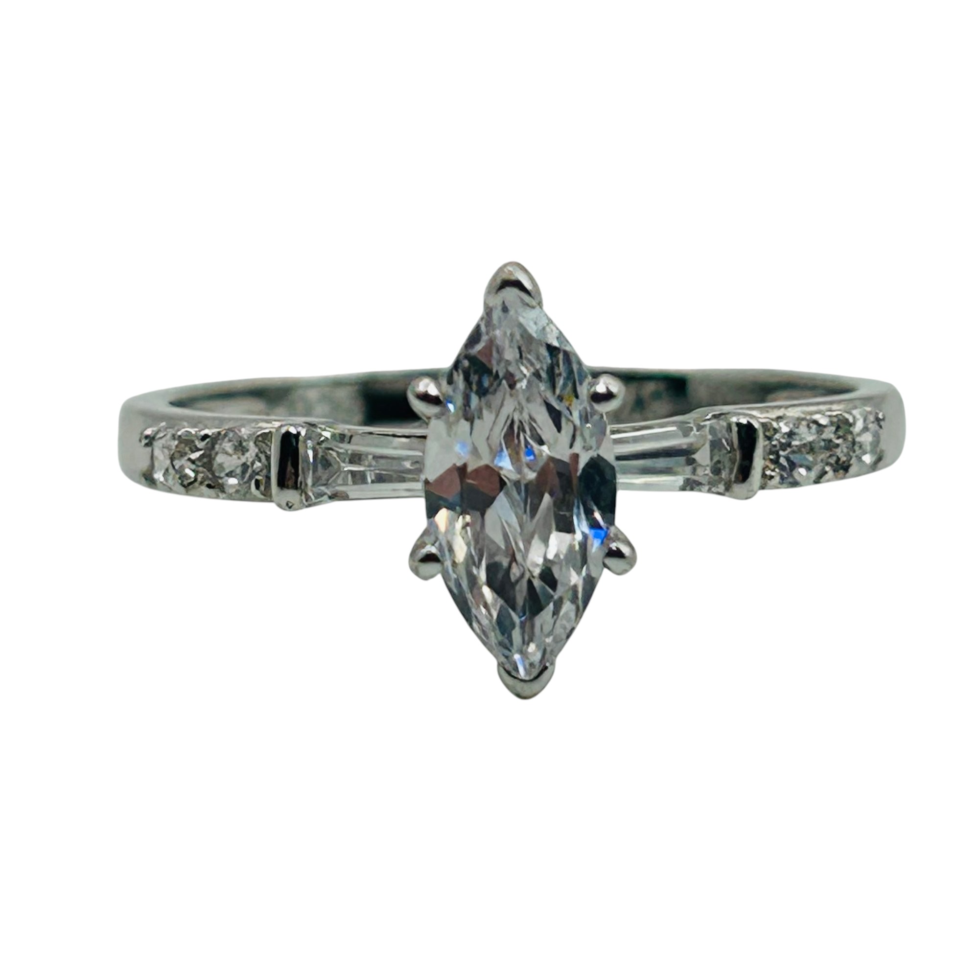 Signed Sterling Rhinestone Ring Sz 10