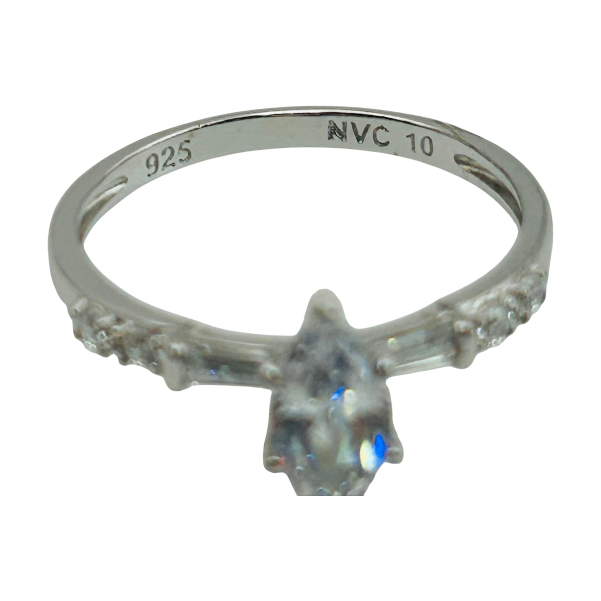 Signed Sterling Rhinestone Ring Sz 10