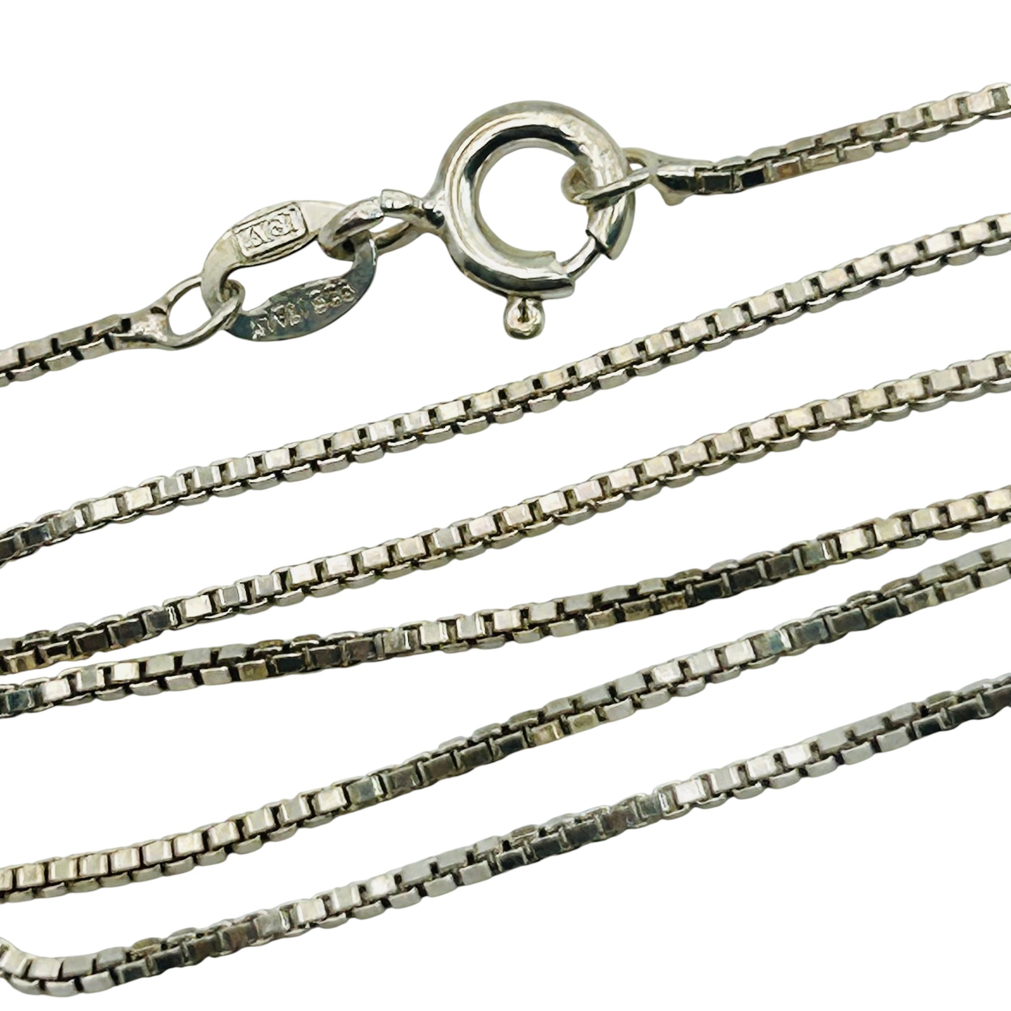 Signed Italy Sterling Box Chain Necklace