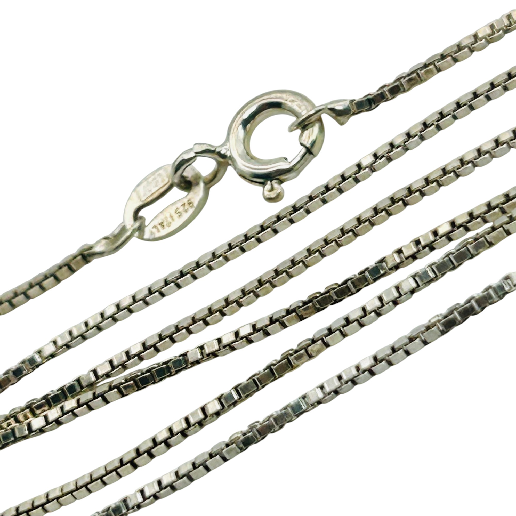 Signed Italy Sterling Box Chain Necklace