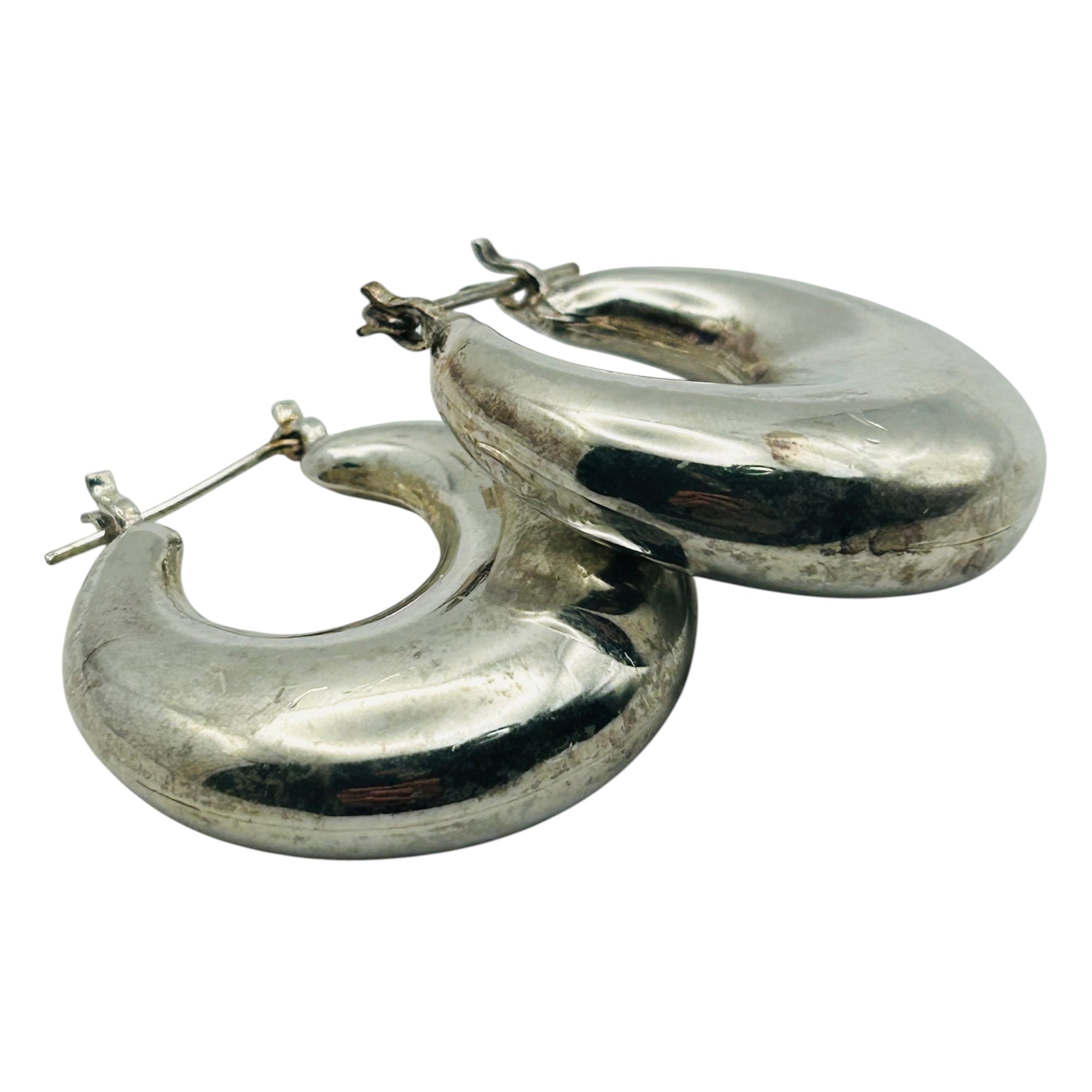 Sterling Puffy Hoop Earrings