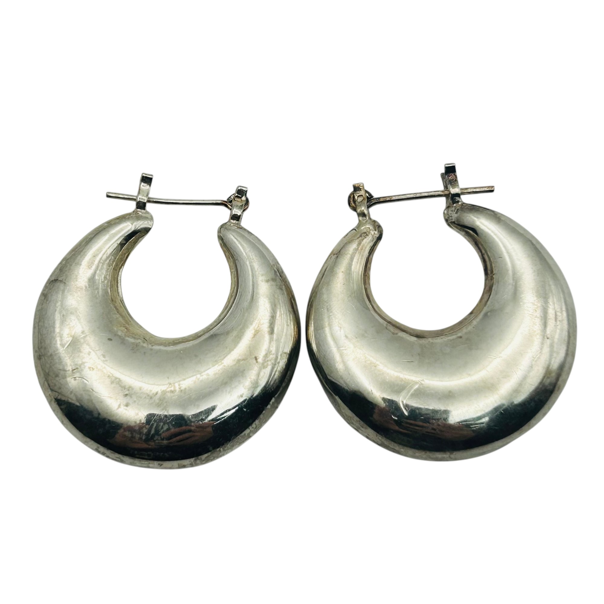 Sterling Puffy Hoop Earrings