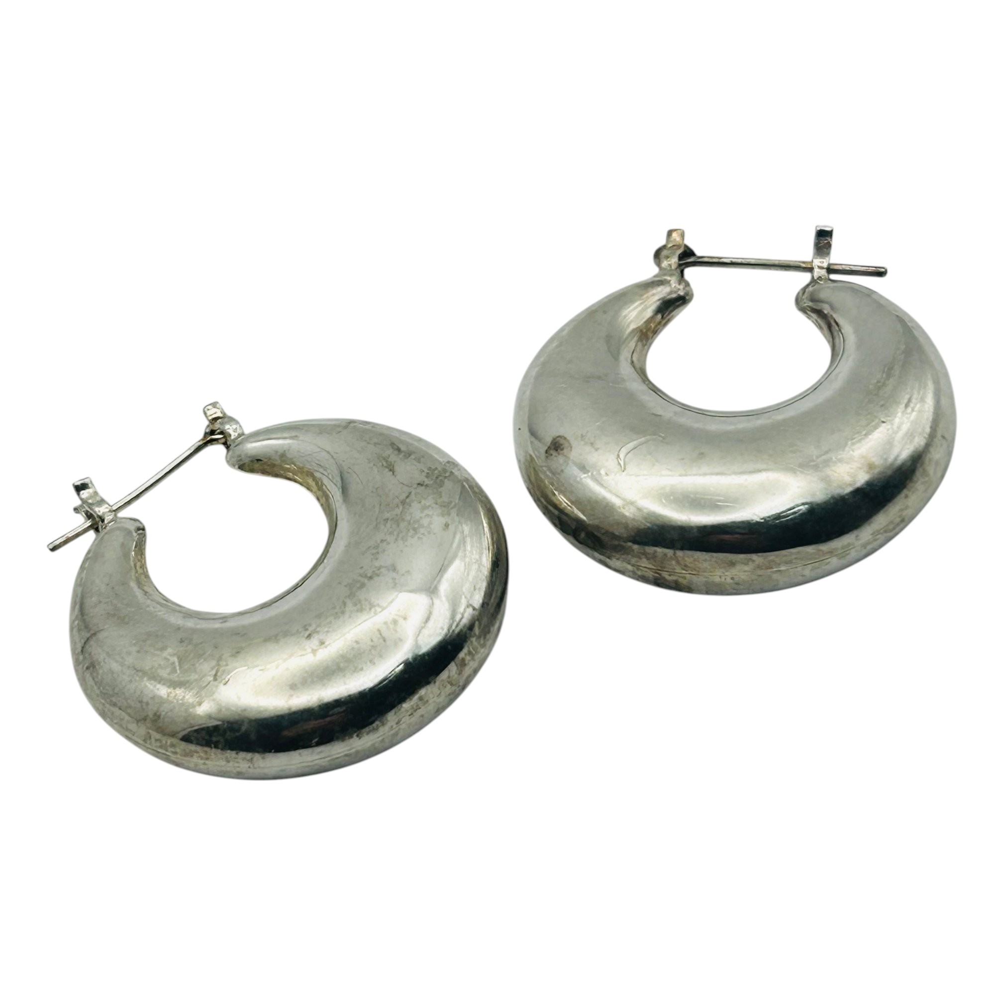 Sterling Puffy Hoop Earrings