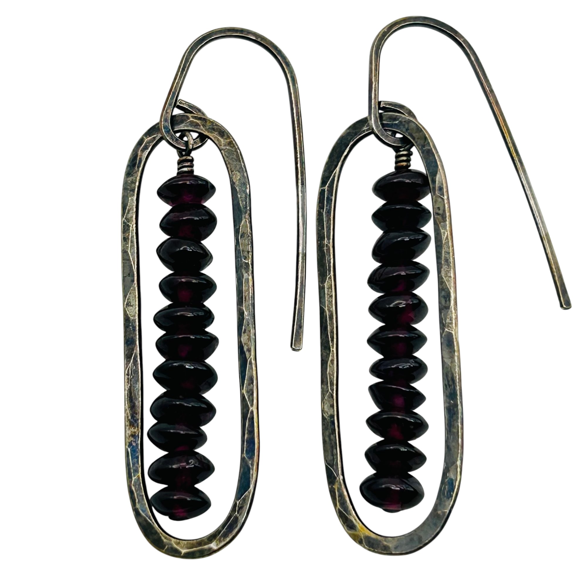 Sterling Garnet Dangle Earrings