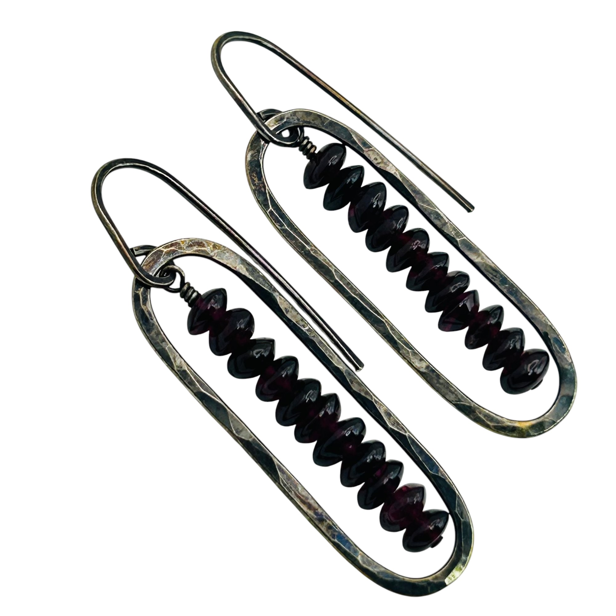 Sterling Garnet Dangle Earrings