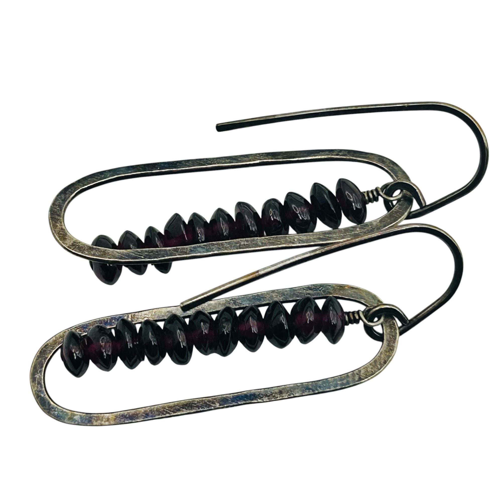 Sterling Garnet Dangle Earrings