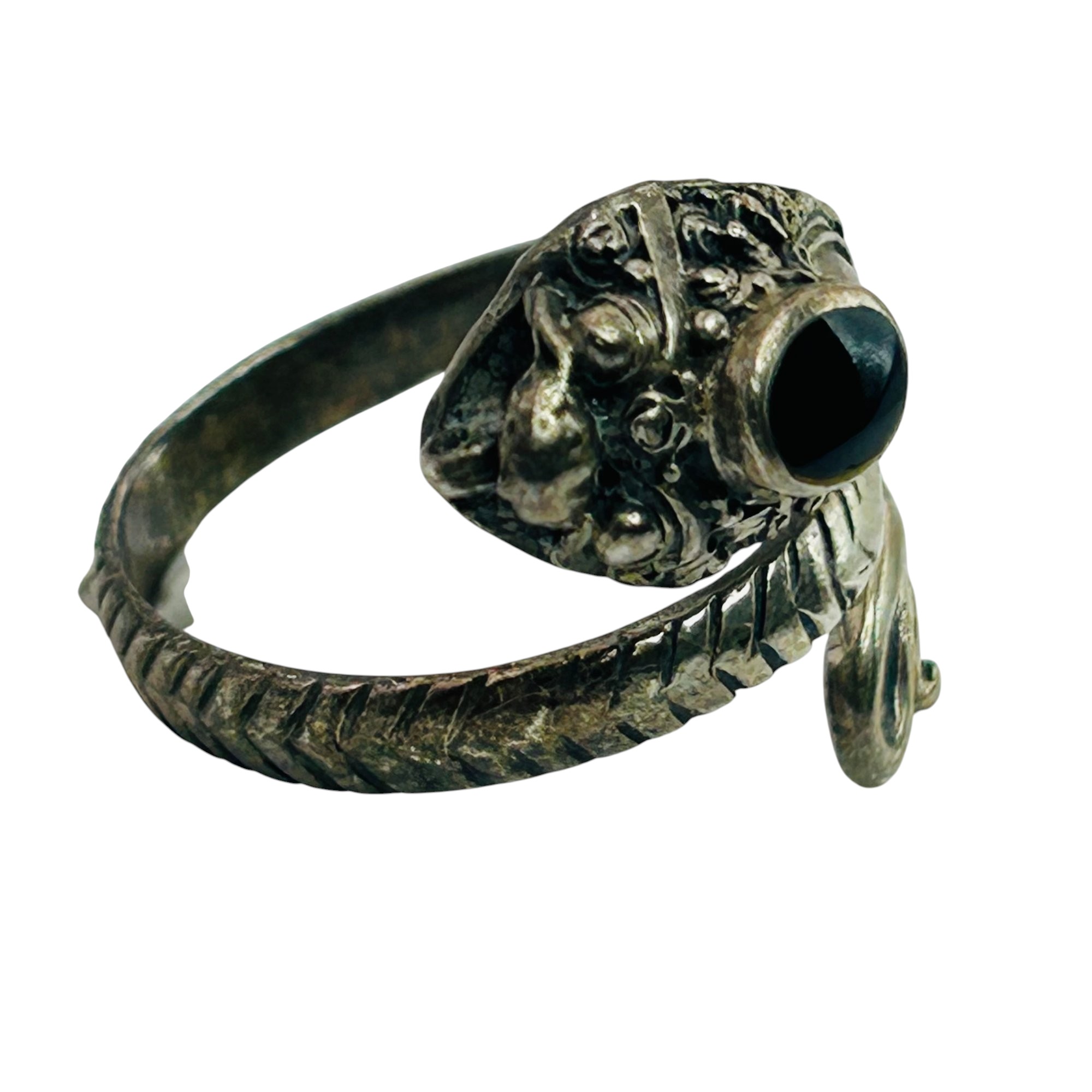 Sterling Onyx Dragon Wrap Adjustable Ring