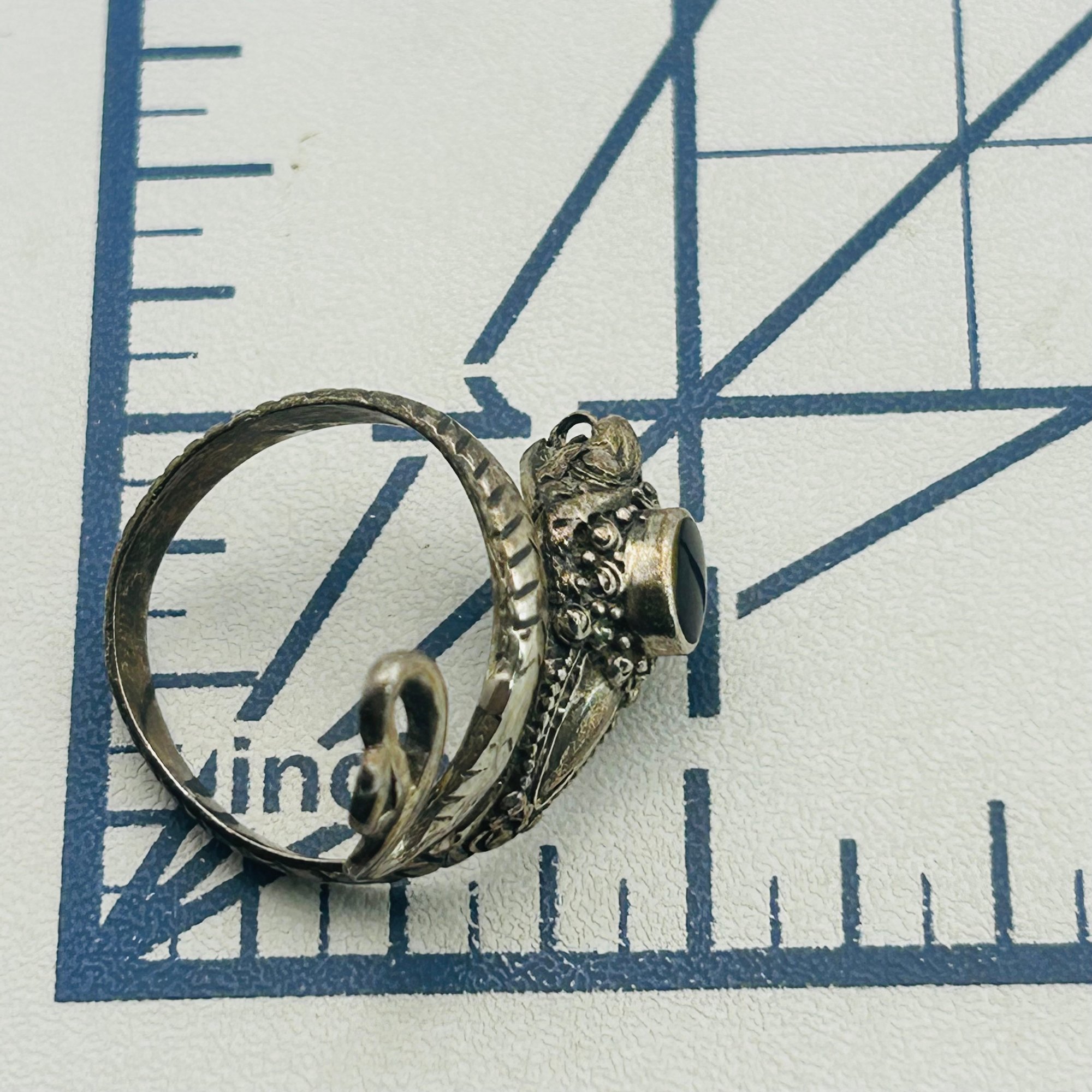 Sterling Onyx Dragon Wrap Adjustable Ring