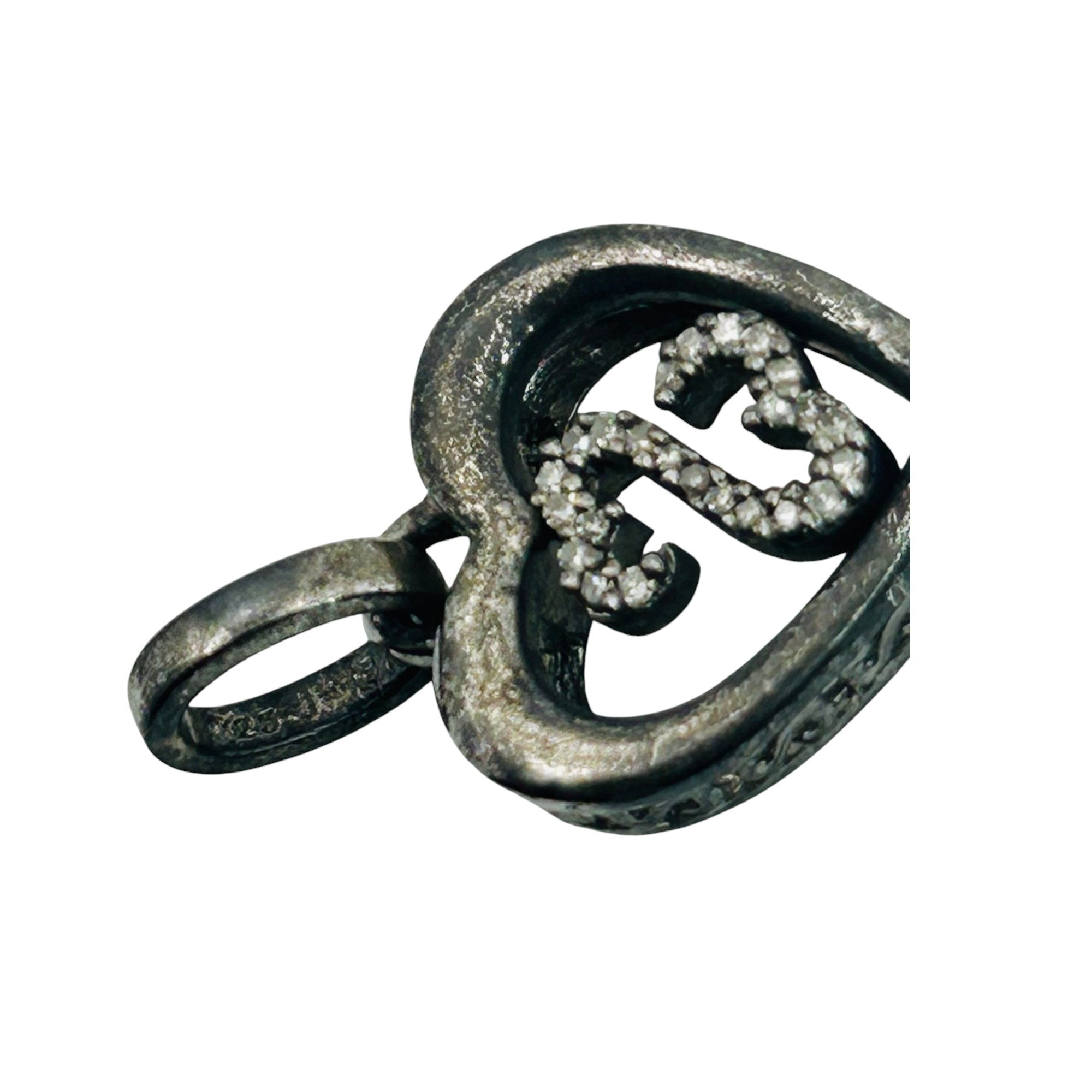 Signed Sterling Diamond Key Pendant