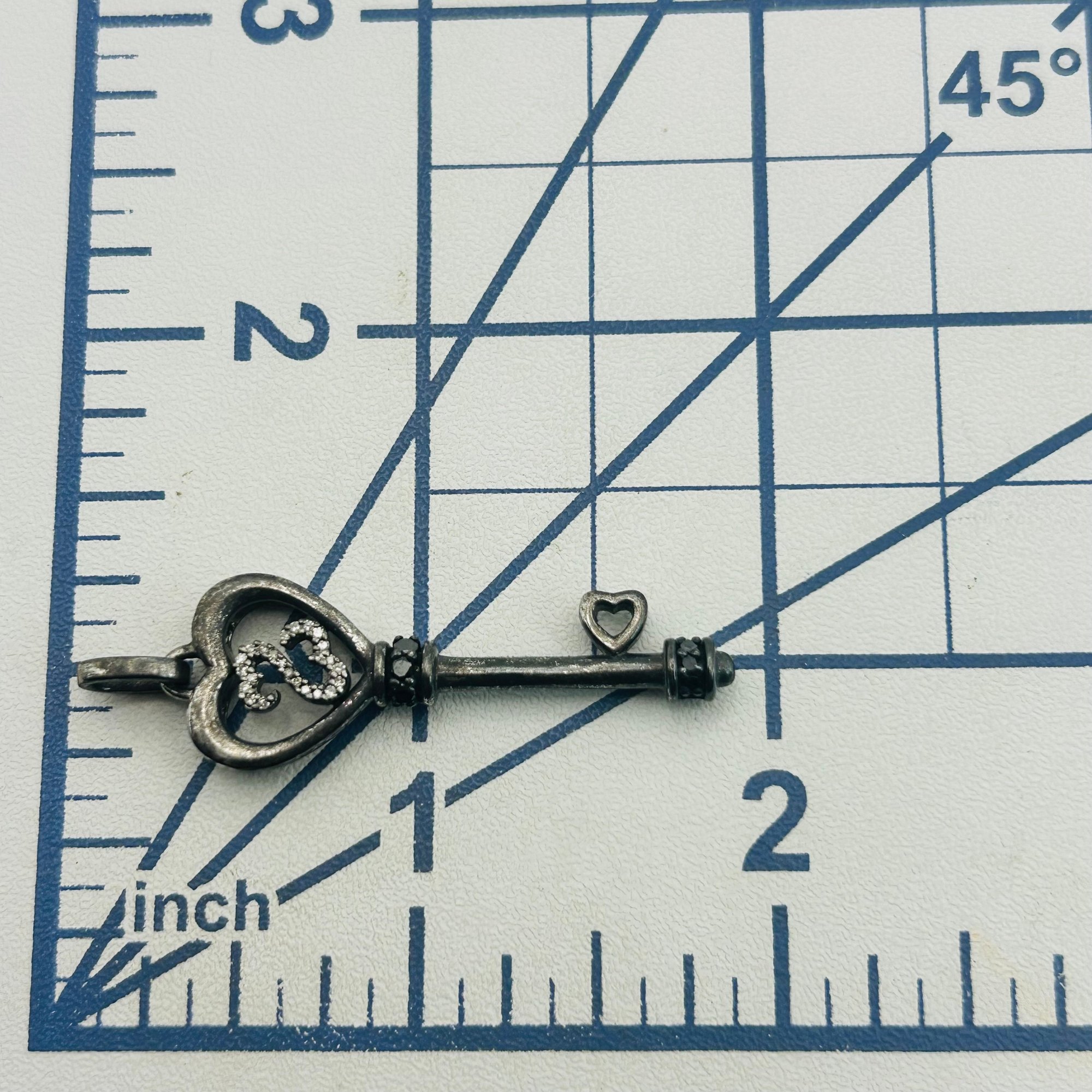 Signed Sterling Diamond Key Pendant