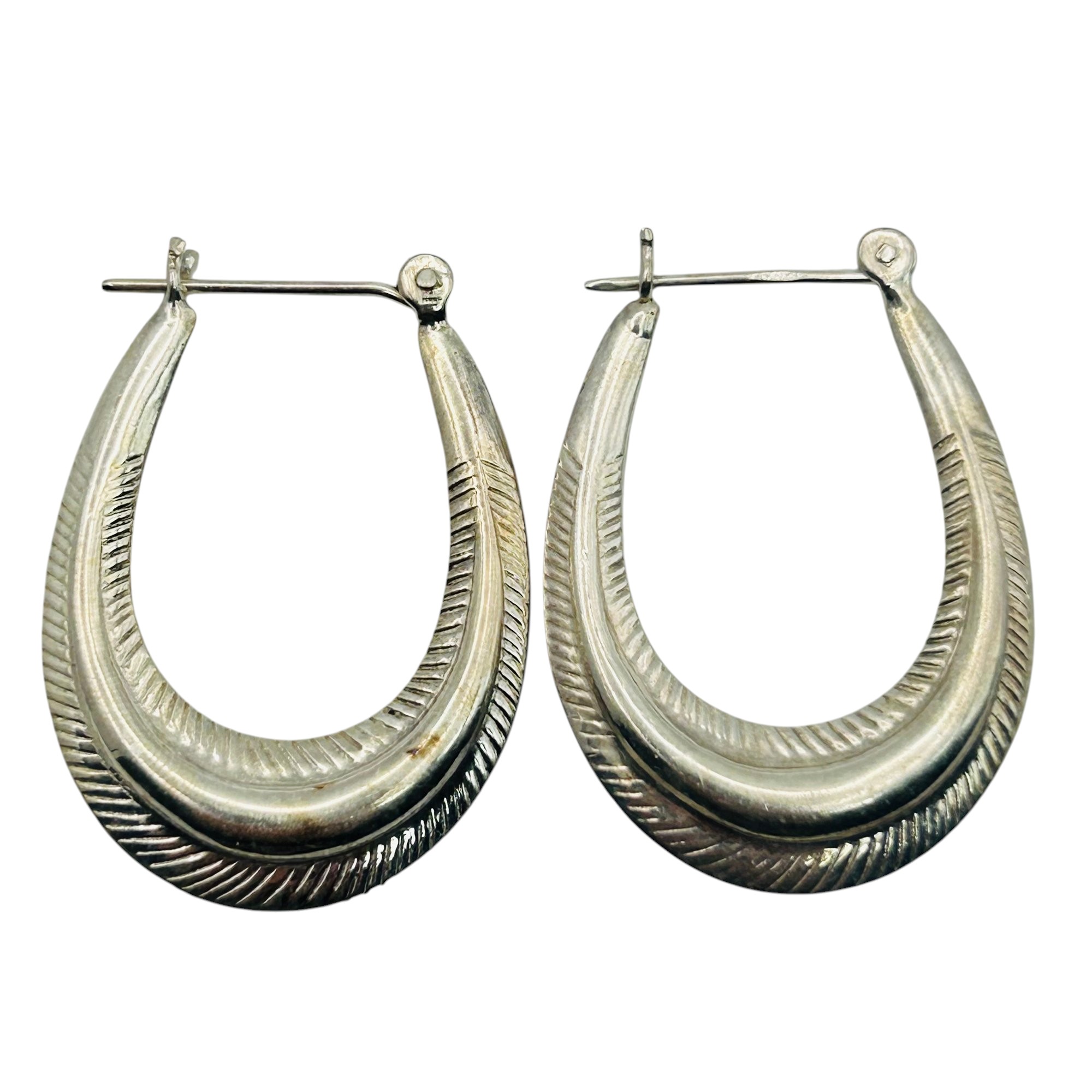 Sterling Ribbed Hoop Earrings