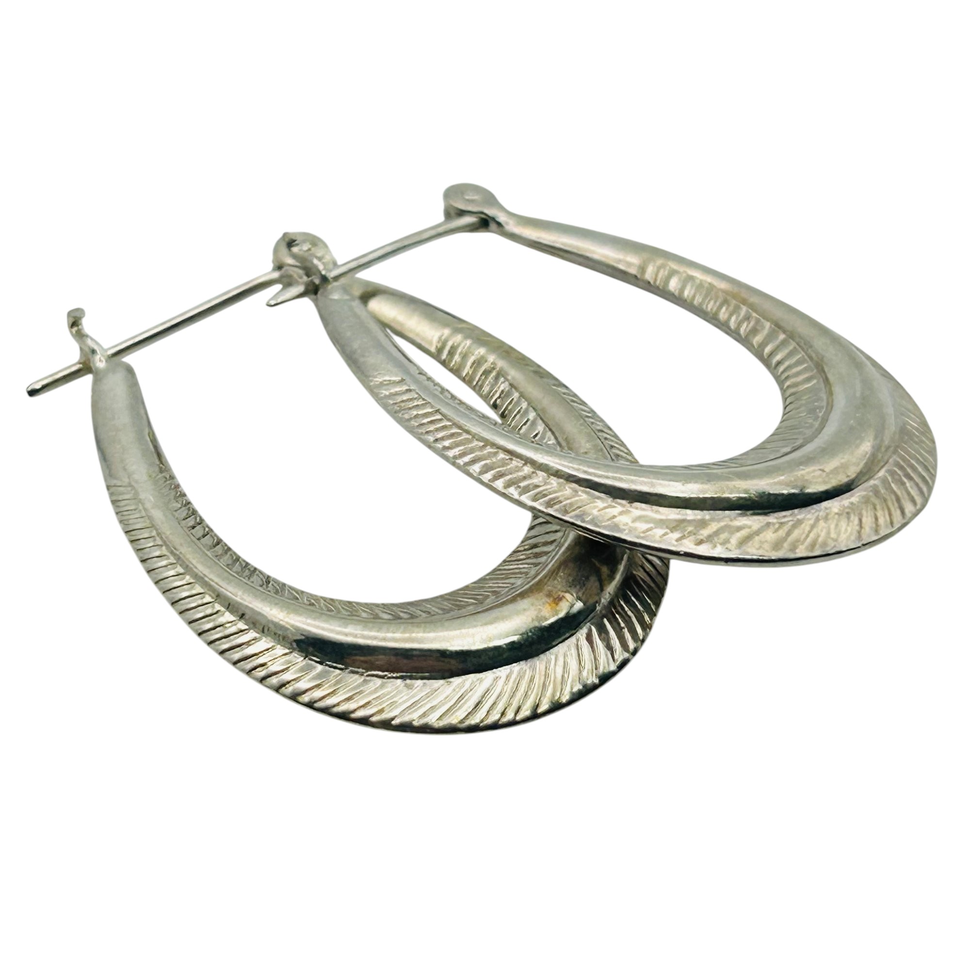 Sterling Ribbed Hoop Earrings