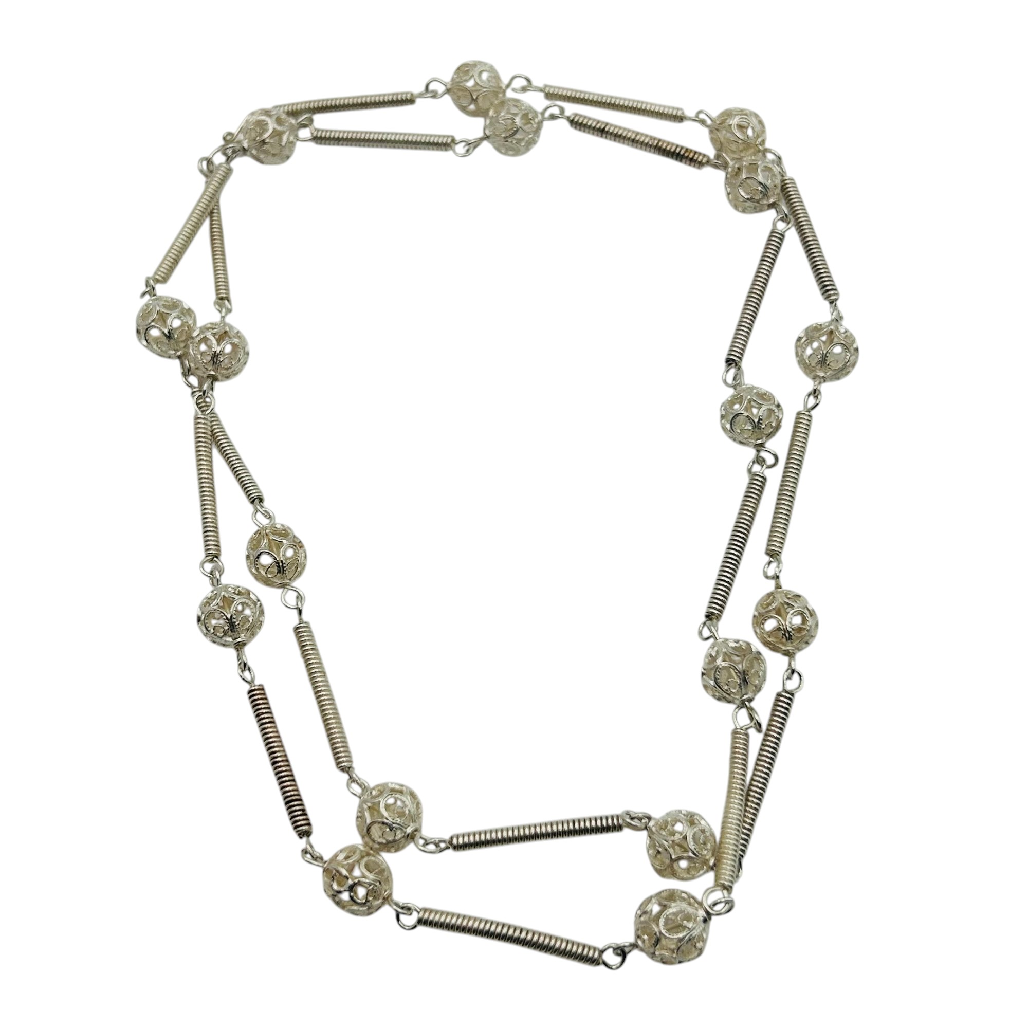 Sterling Swirl Spring Chain Necklace