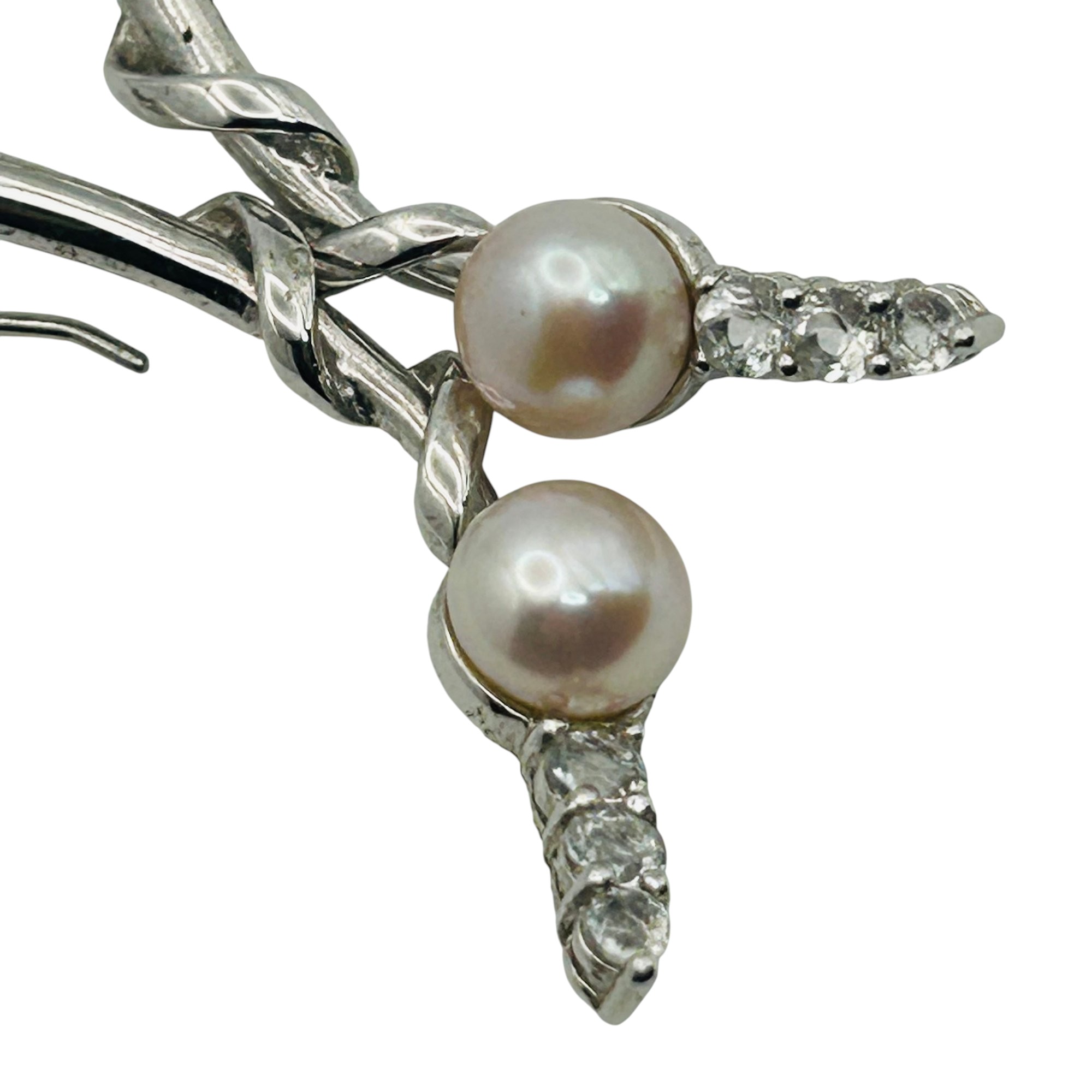 Signed Sterling Spinel Pearl Earrings
