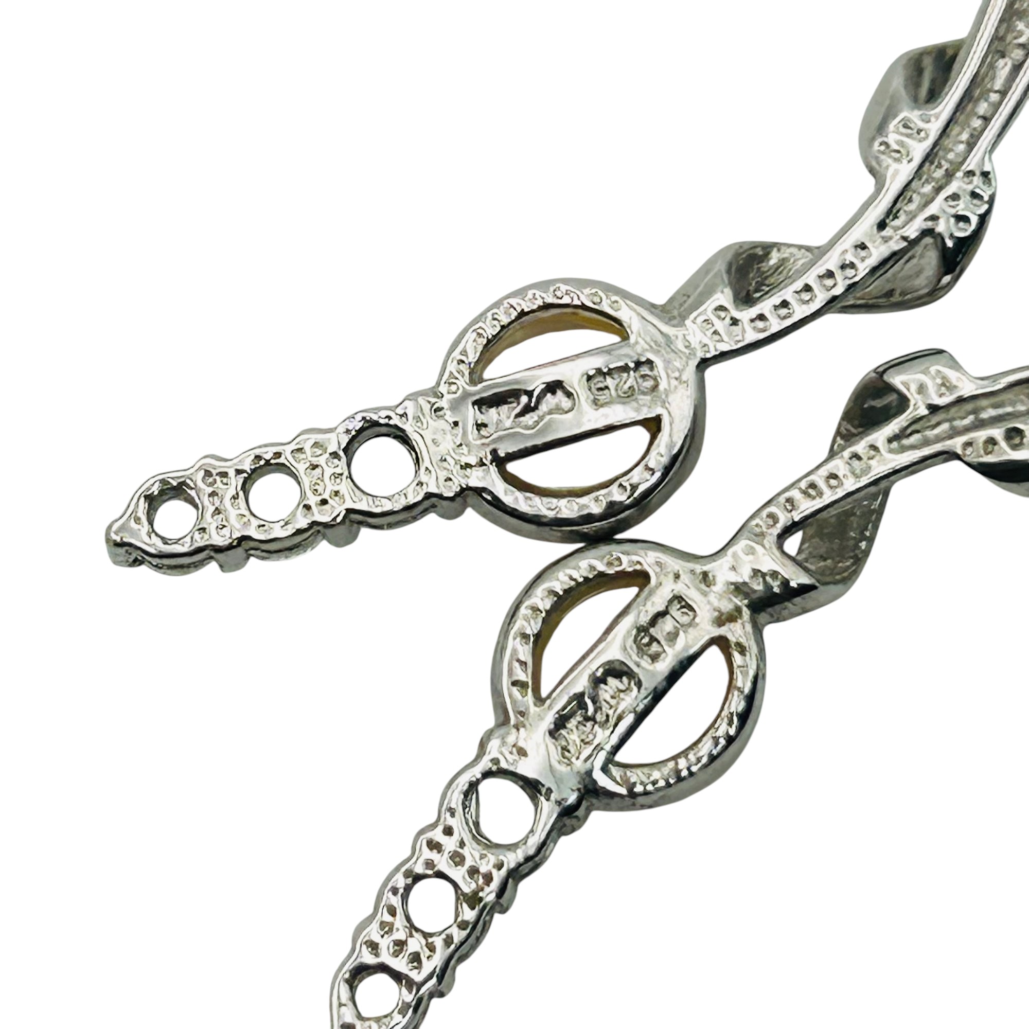 Signed Sterling Spinel Pearl Earrings