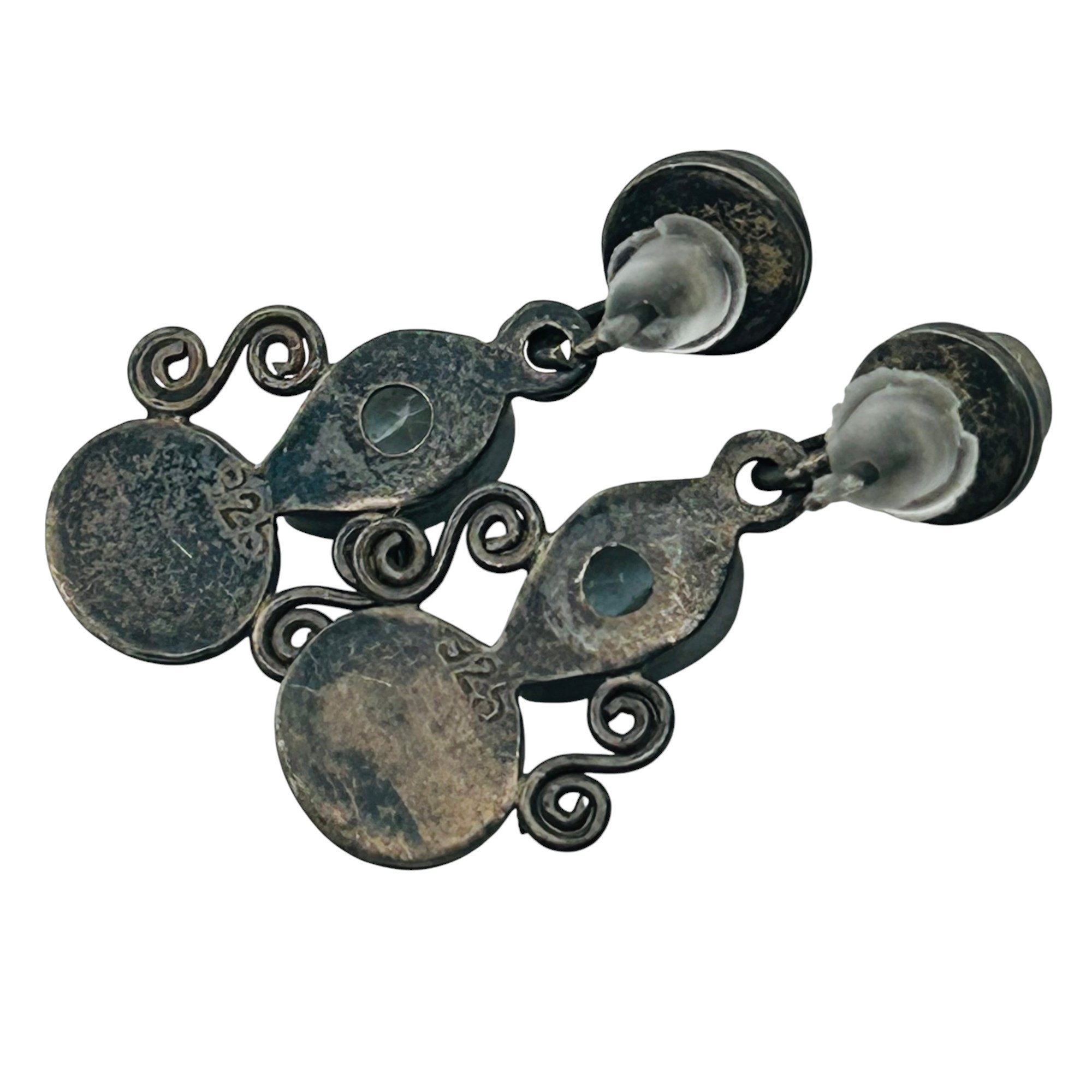 Sterling Topaz Pearl Earrings