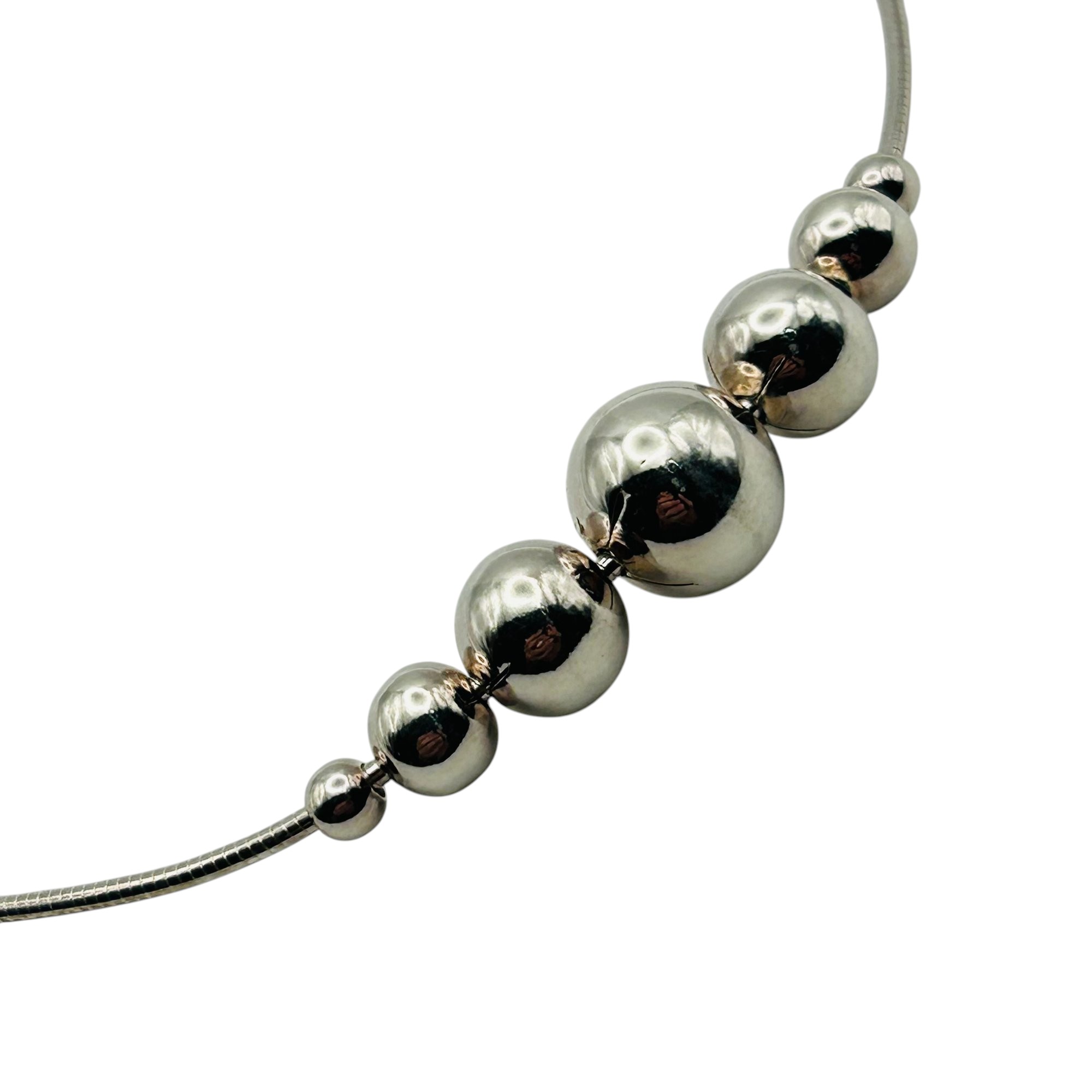 Sterling Round Snake Chain Bead Necklace