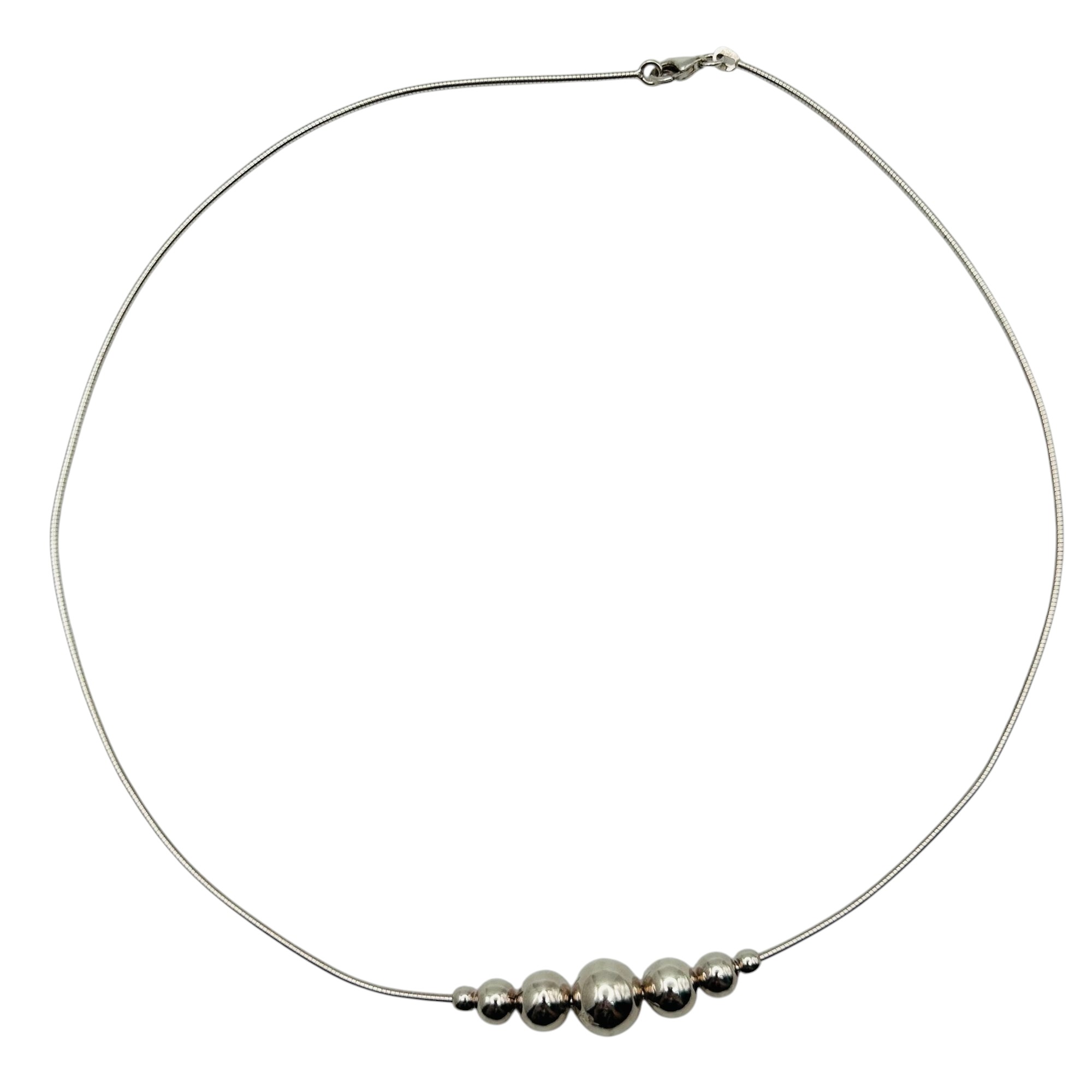 Sterling Round Snake Chain Bead Necklace
