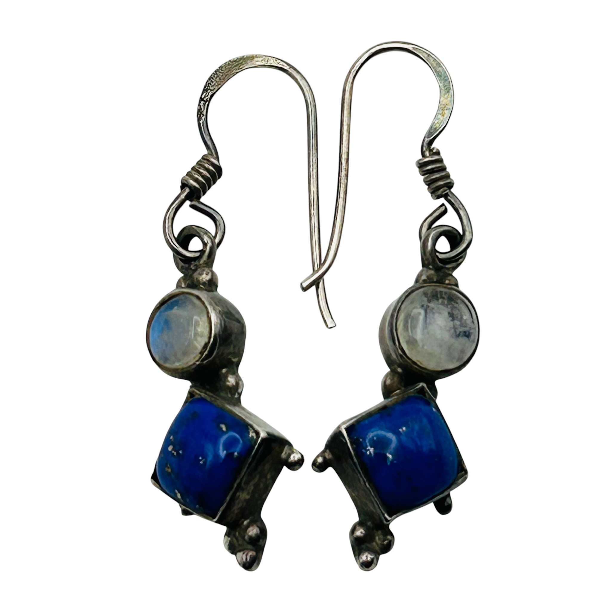 Sterling Moonstone Lapis Lazuli Earrings