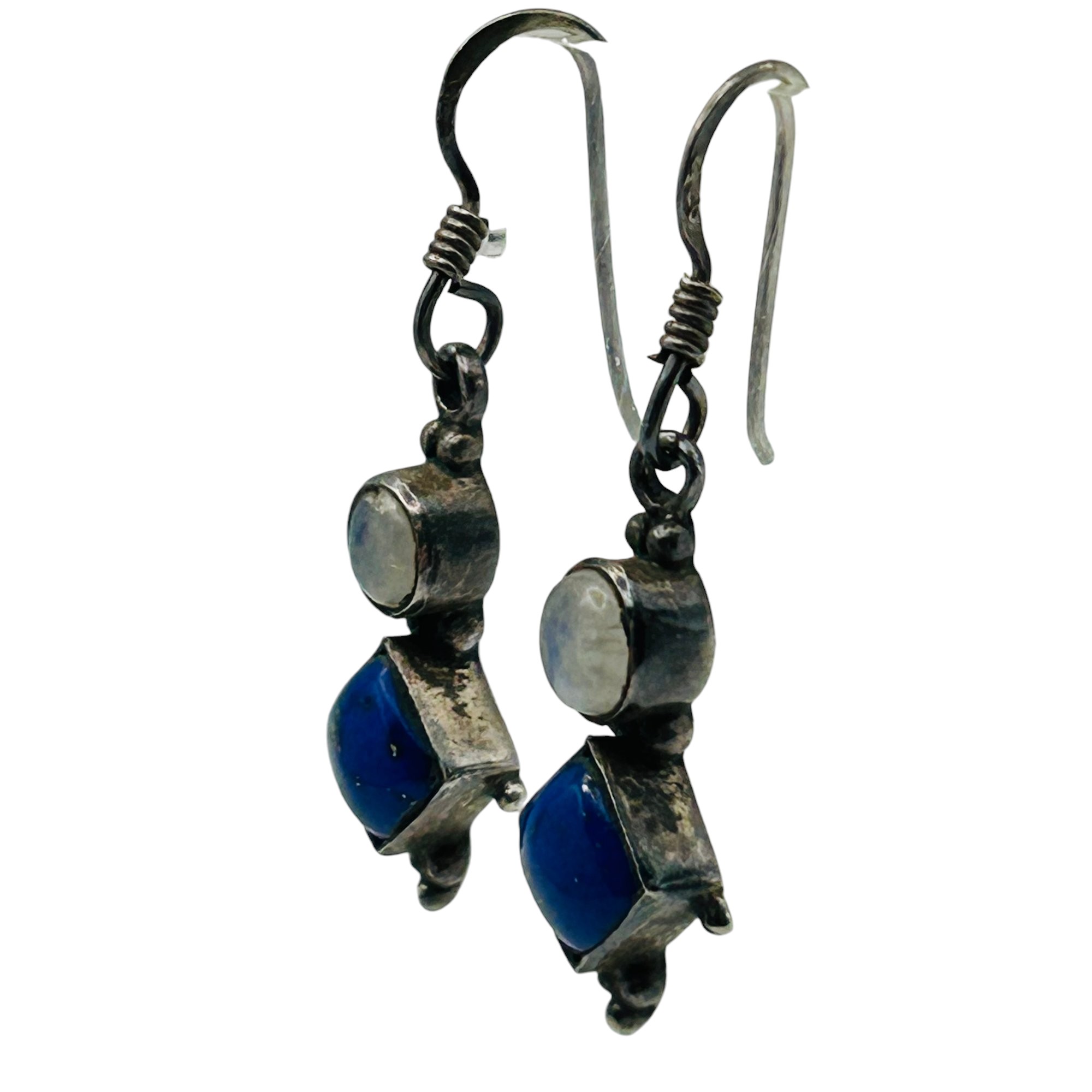 Sterling Moonstone Lapis Lazuli Earrings